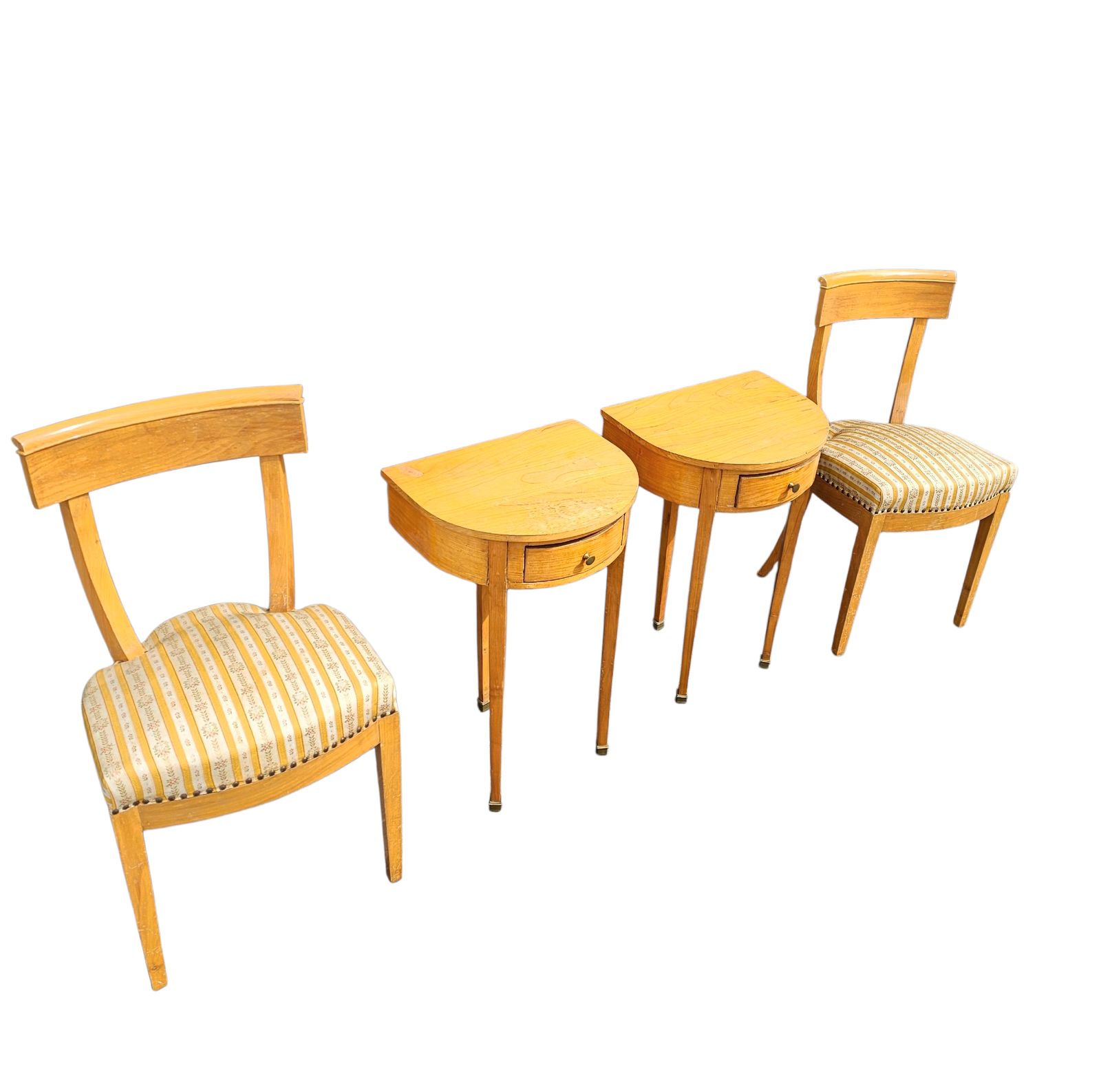 Matching Cherry Wood / Biedermeier Chairs / Sidetables Set / Tripot Console Table. photo furniture