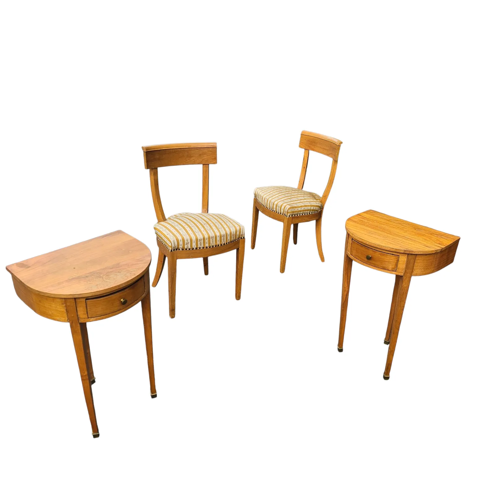 photo vinterior Matching Cherry Wood / Biedermeier Chairs / Sidetables Set / Tripot Console Table.
