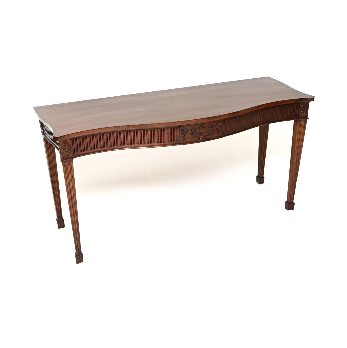 Antique Sheraton Style Mahogany Console Table By William Tillman