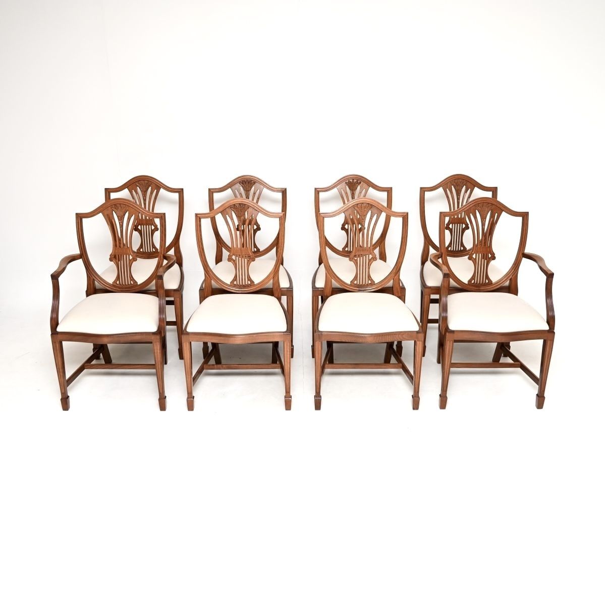 Set Of Eight Antique Sheraton Style Shield Back Dining Chairs photo furniture