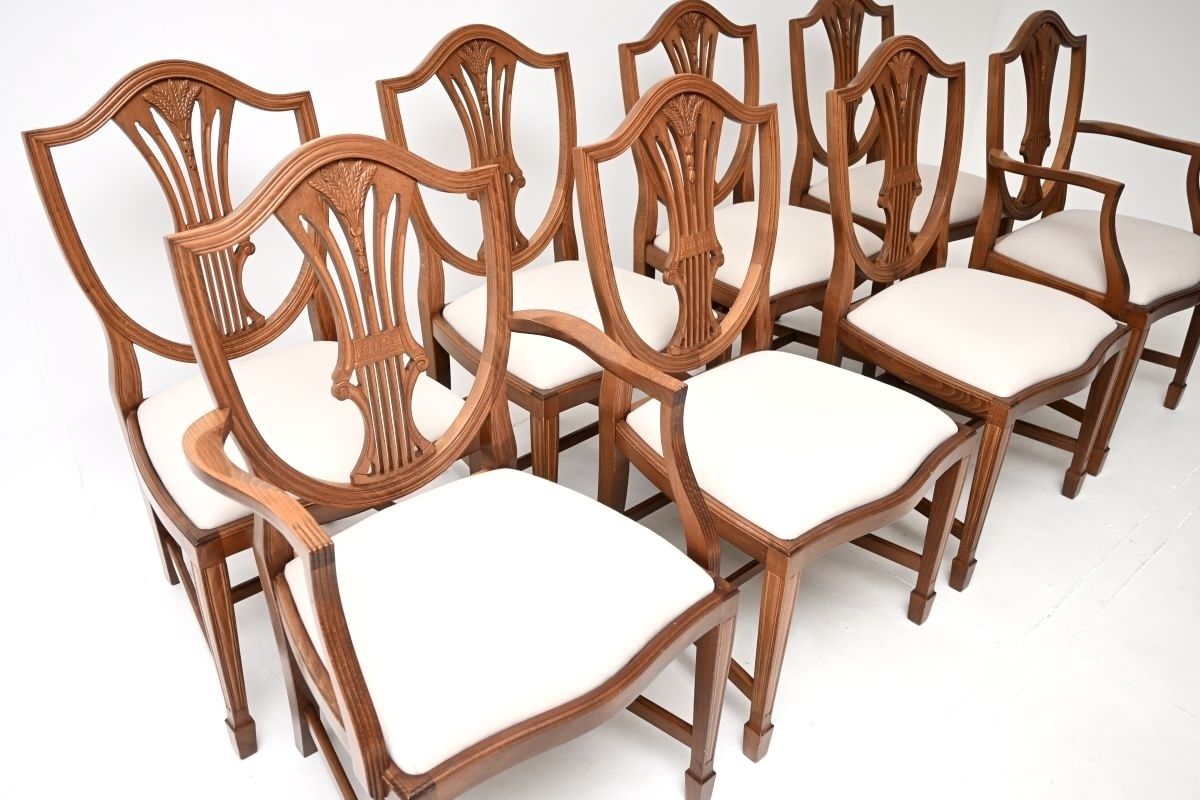 Furniture Set Of Eight Antique Sheraton Style Shield Back Dining Chairs photo