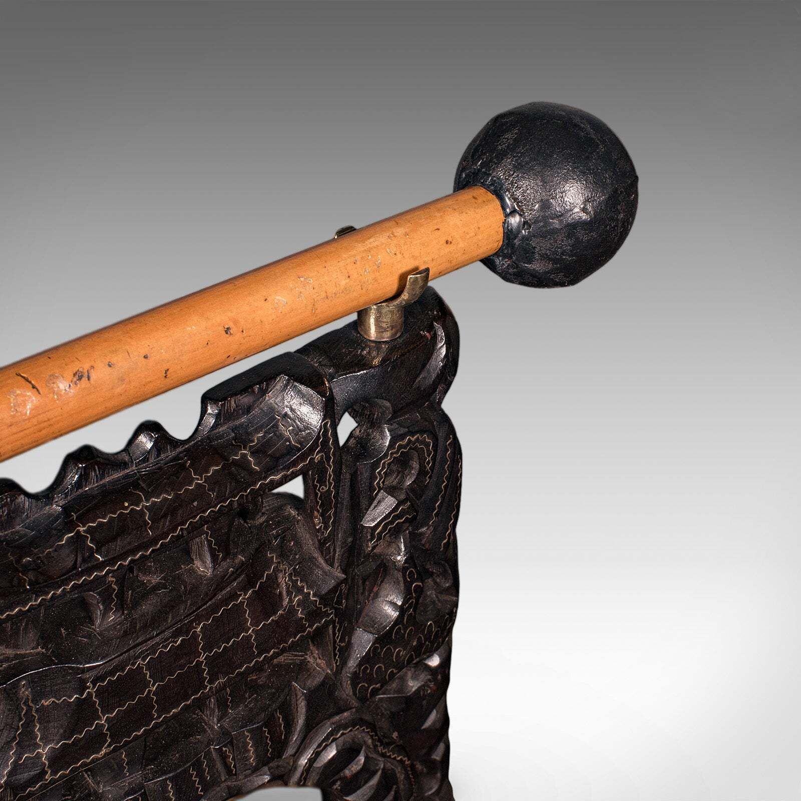 photo for sale Antique Tea Ceremony Gong, Oriental, Carved Stand, Brass Bell, Edwardian, C.1910