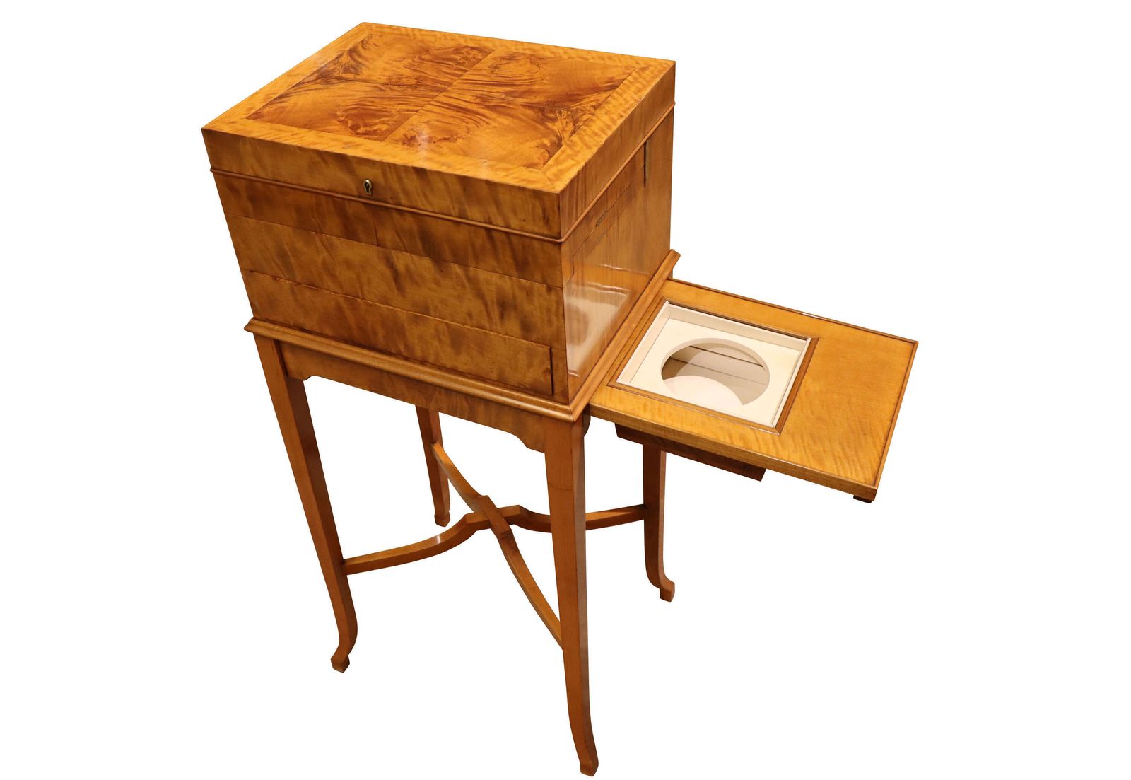 Fine Edwardian Satinwood Dressing Table By Mappin & Webb With Fitted Vanity Box C.1910 photo Furniture