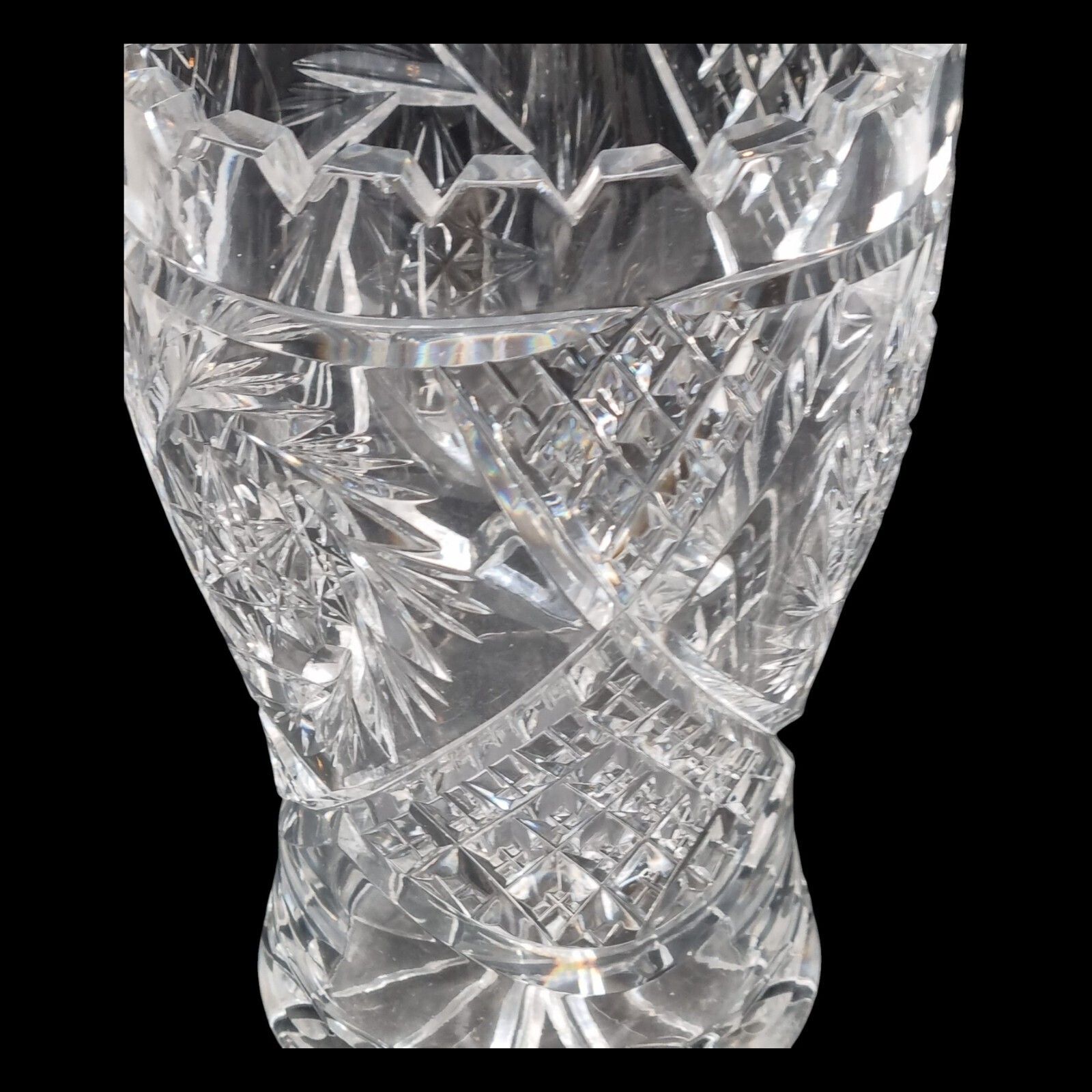 Antique Crystal Cut Vase Victorian Heavy Cut Quality Castle Vase photo furniture