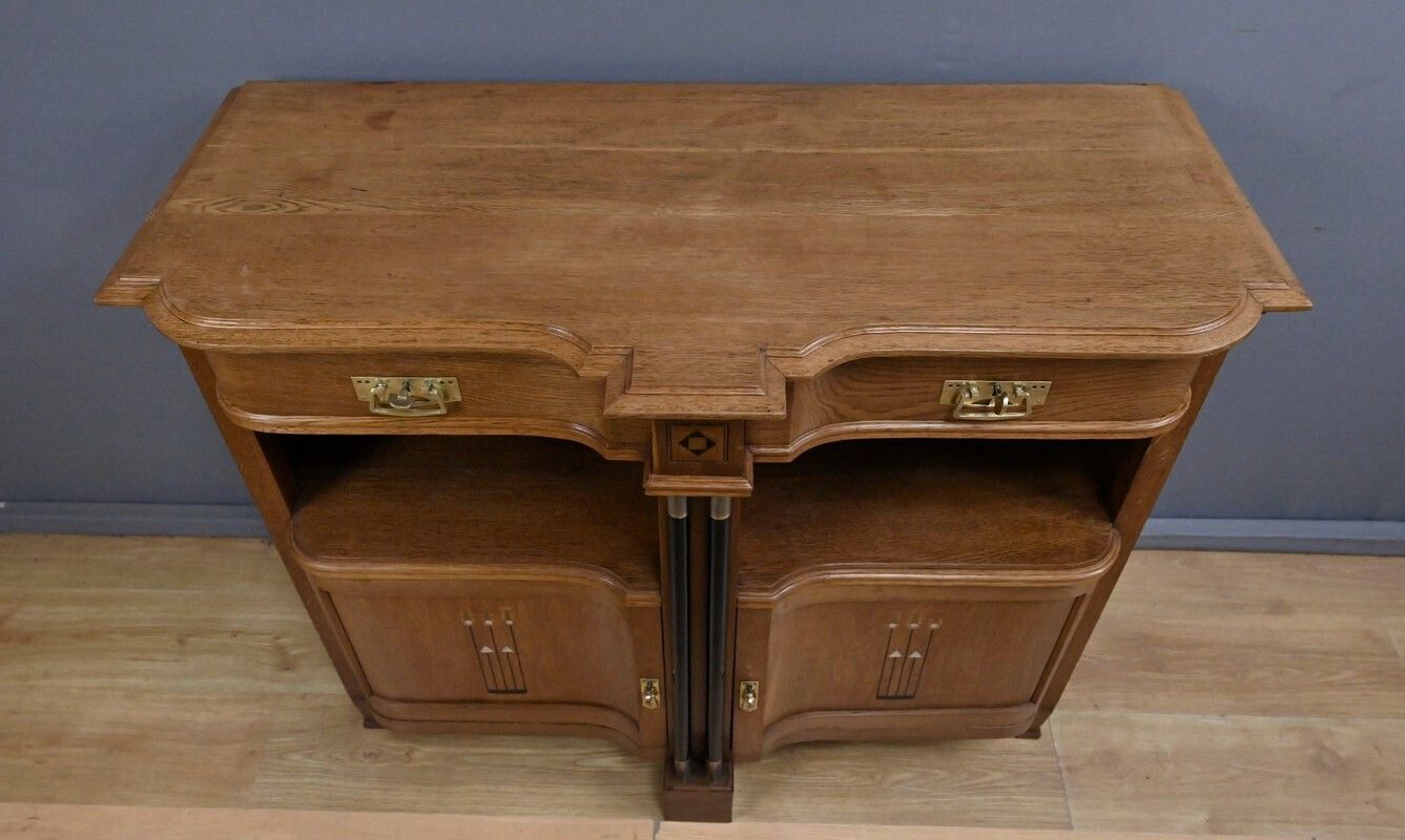 Oak Sideboard In The Style Of Gustave Serrurier Bovy, Art Deco – 1930 photo vinterior