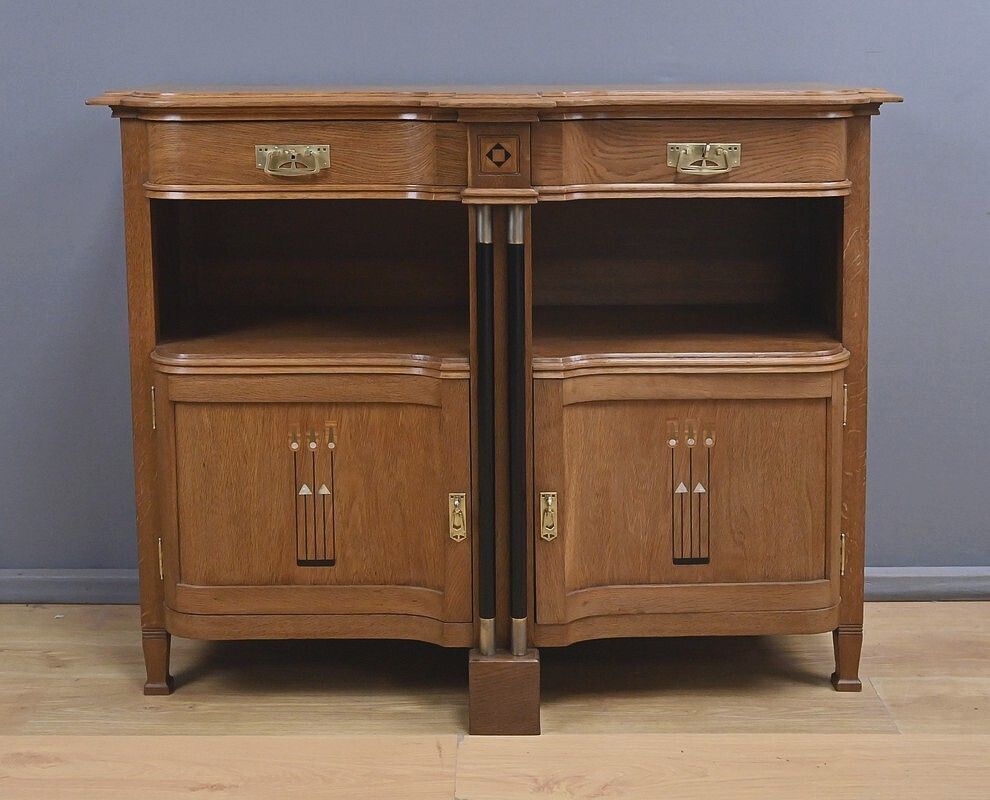 Furniture Oak Sideboard In The Style Of Gustave Serrurier Bovy, Art Deco – 1930 photo