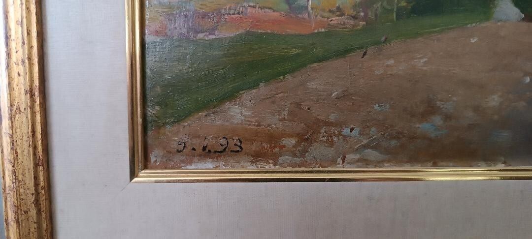 Oil Painting On Cardboard, Dated, Unsigned, Late 19th Century, Italian School photo vintage