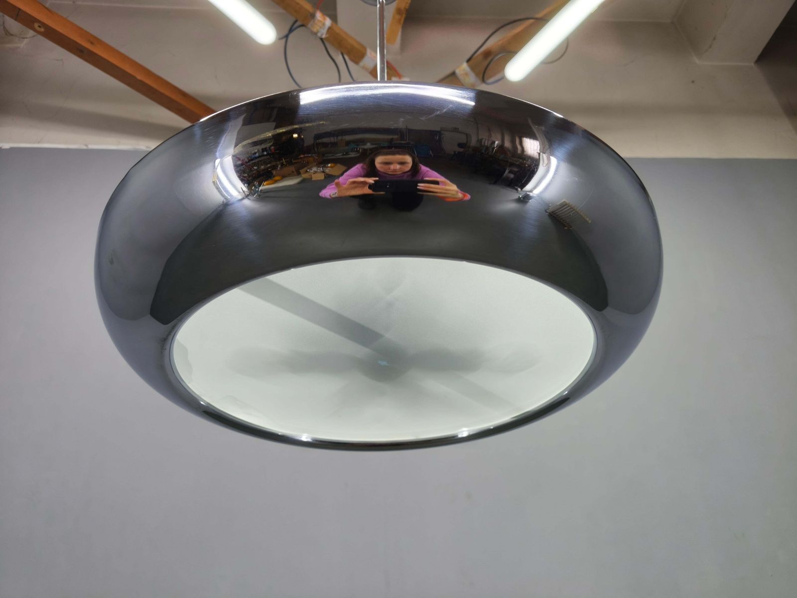 Bauhaus Ufo Chandelier By Josef Hurka For Napako, 1930s photo Lighting