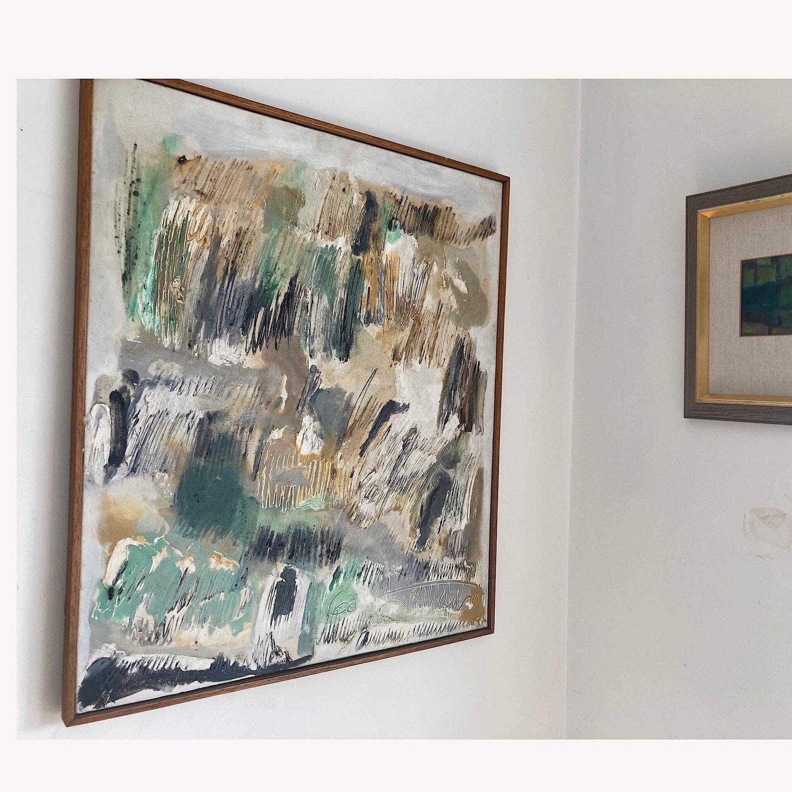 photo furniture Nuit Obscure   Abstract Painting Dated 1960 From Paris School Art Movement