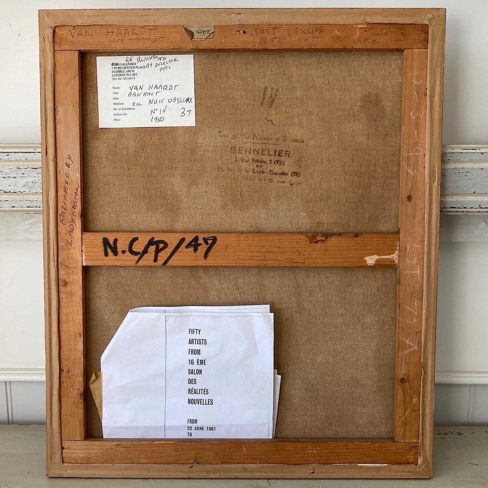 photo for sale Nuit Obscure   Abstract Painting Dated 1960 From Paris School Art Movement