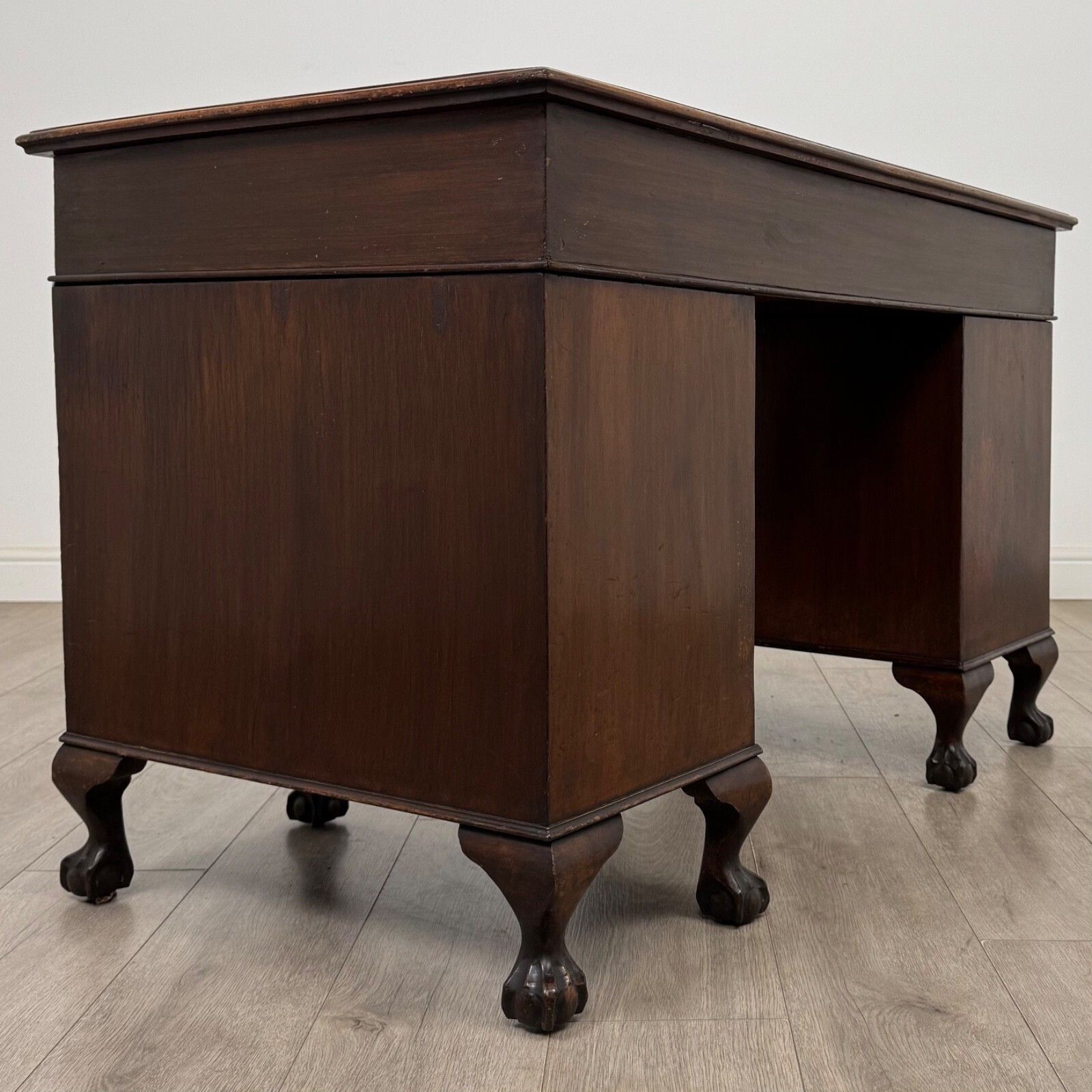 Antique 20th Century Edwardian Pedestal Desk In Mahogany photo Furniture