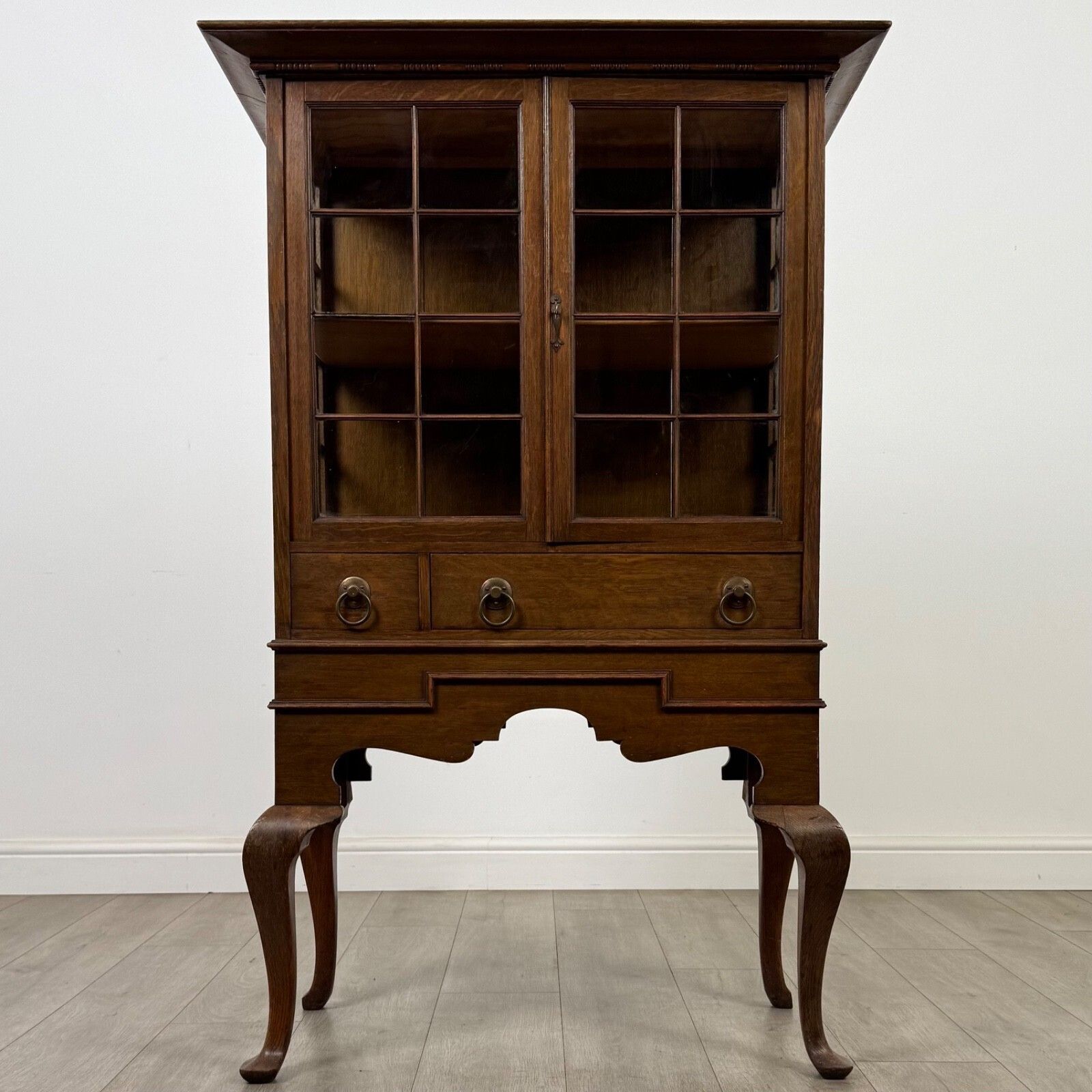 Antique 20th Century Good Quality Display Cabinet In Oak