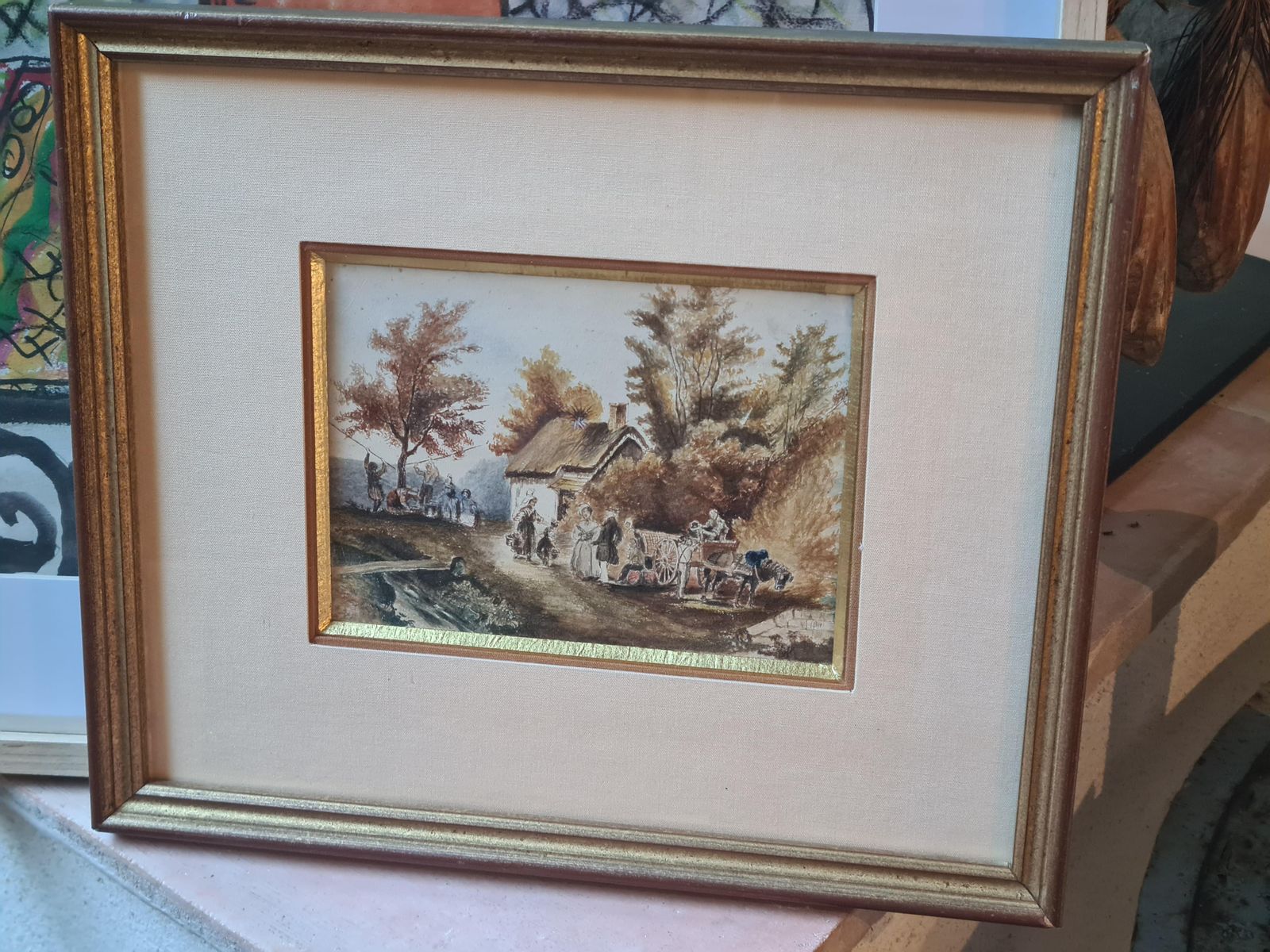 photo furniture Rural Landscape Watercolour, French School, Mid 19th Century, Framed, 1840s