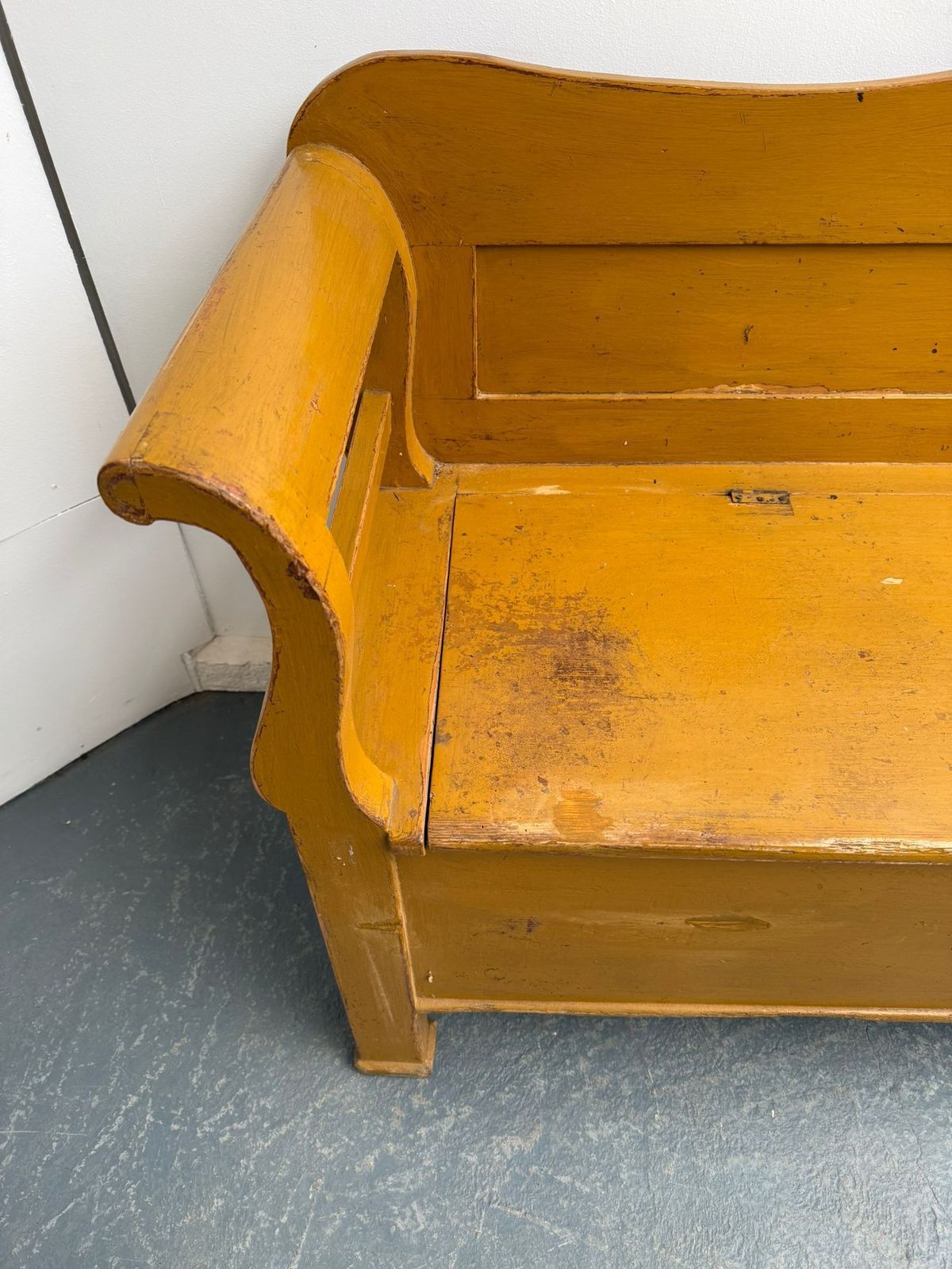 A Lovely Originally Painted Hungarian Pine 3 Seater Victorian Bench photo 745.0