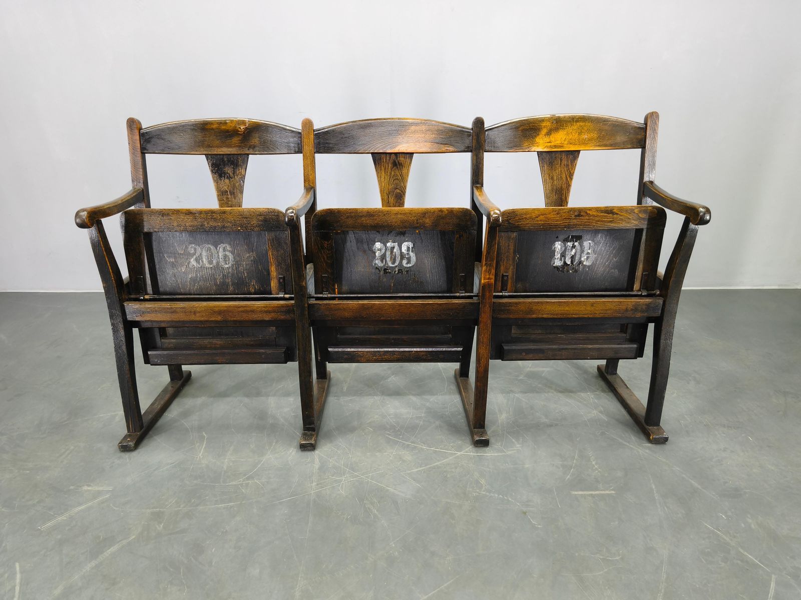 Rare 1920s Czechoslovak Beech Wood Cinema Bench Seating photo Furniture
