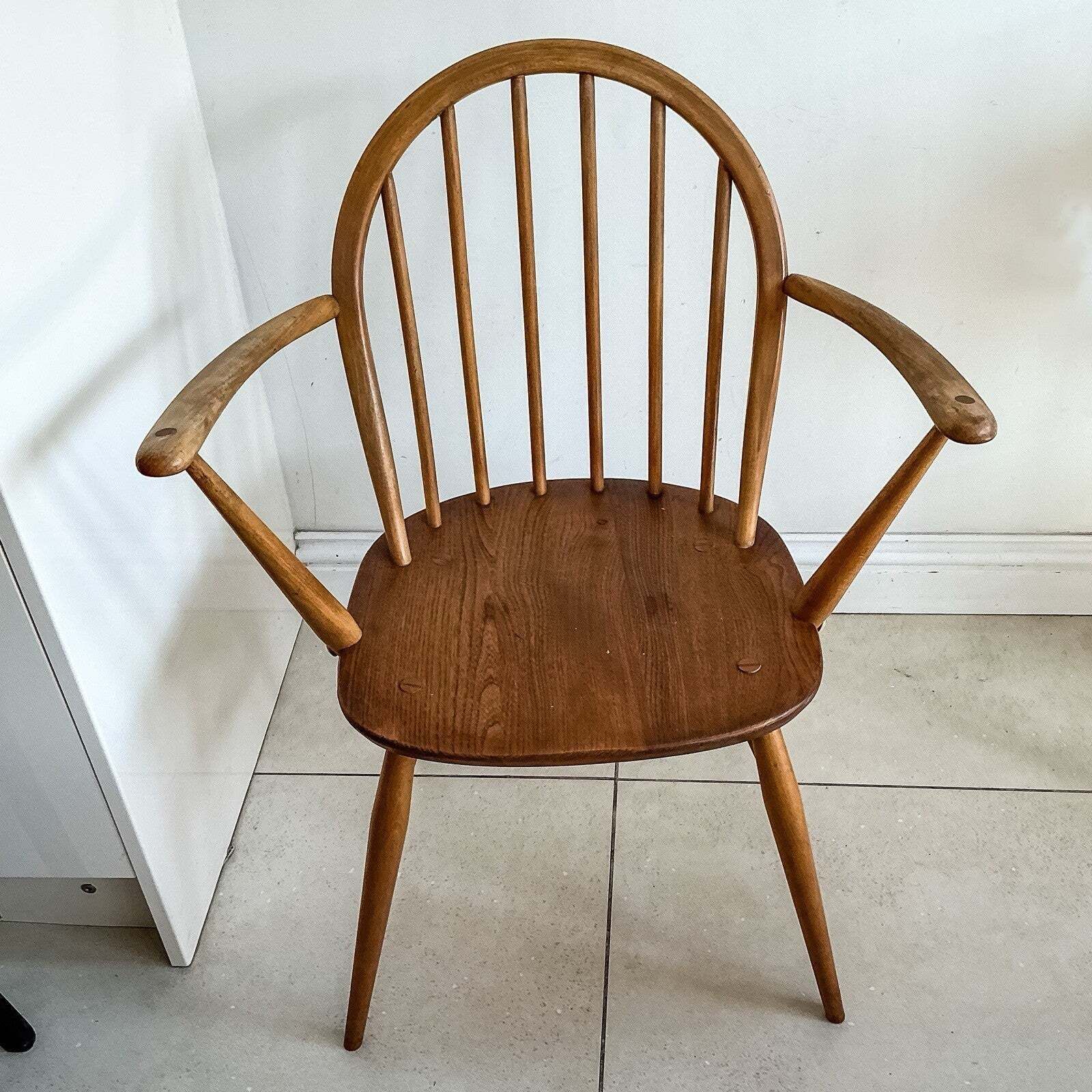 Early Ercol Carver Windsor Dining Or Armchair 370a 50s Original Finish