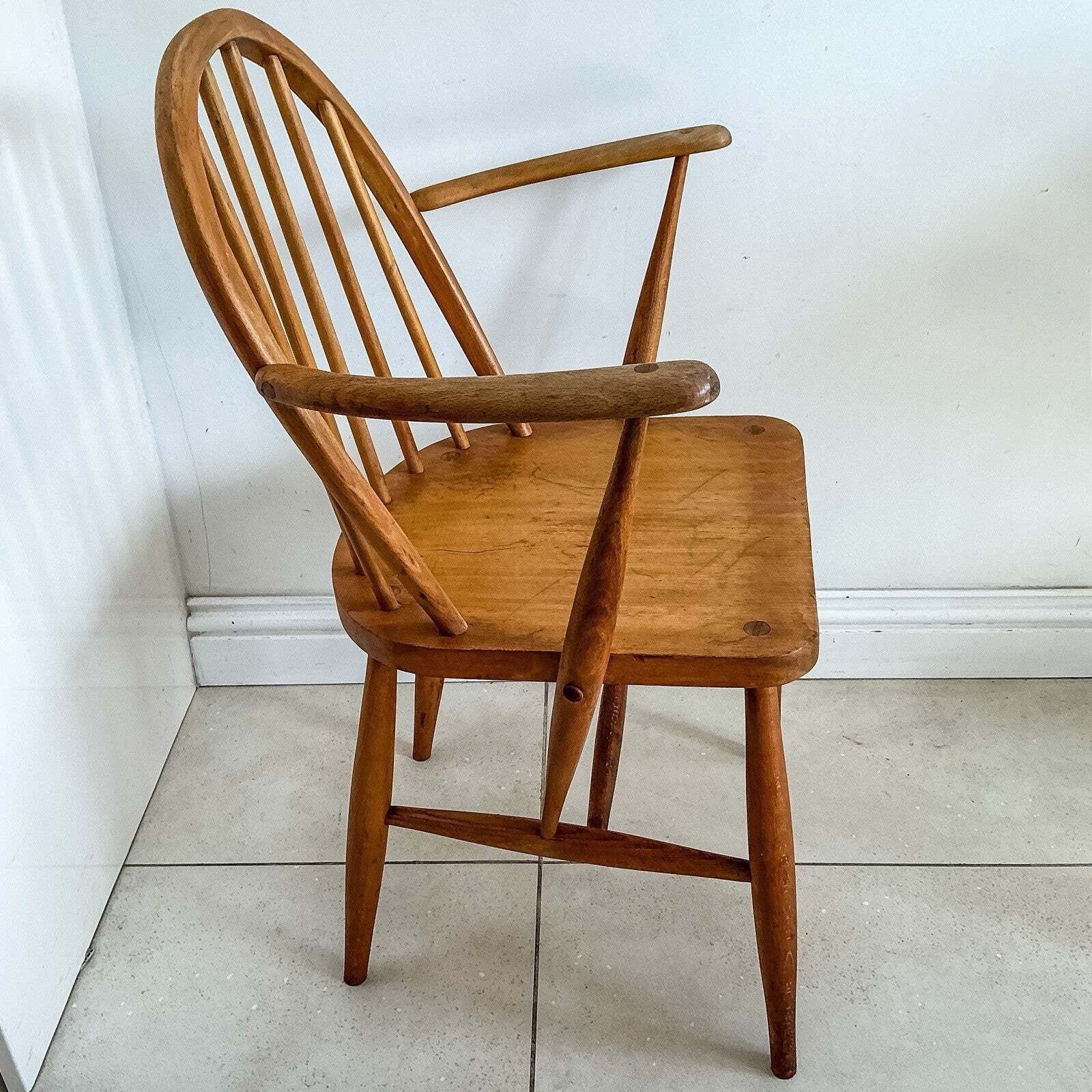 Early Ercol Carver Windsor Dining Or Armchair 139a 50s Original Finish photo furniture
