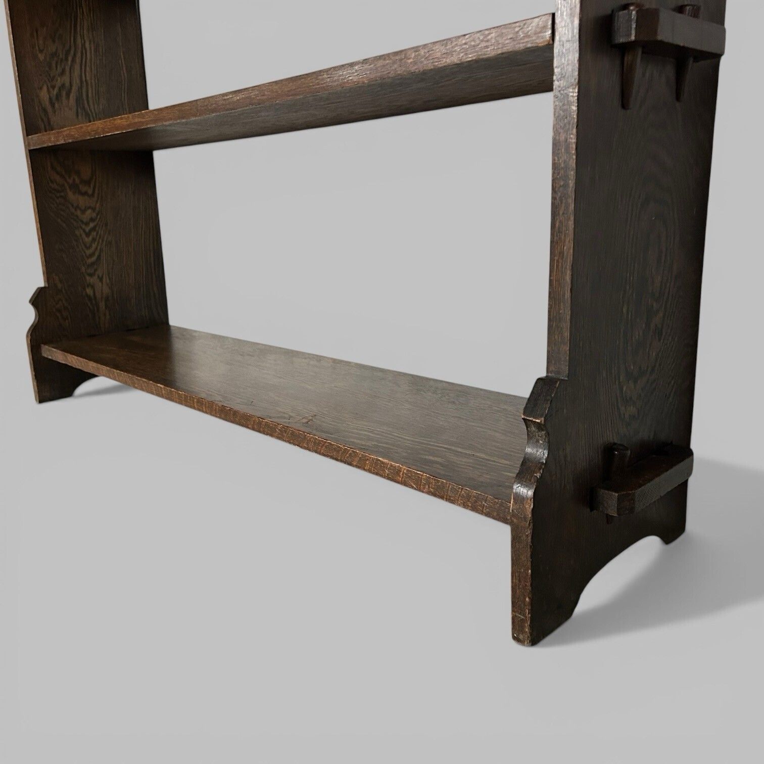 photo furniture Arts And Crafts Oak Bookcase – Open Shelving With Pegged Details