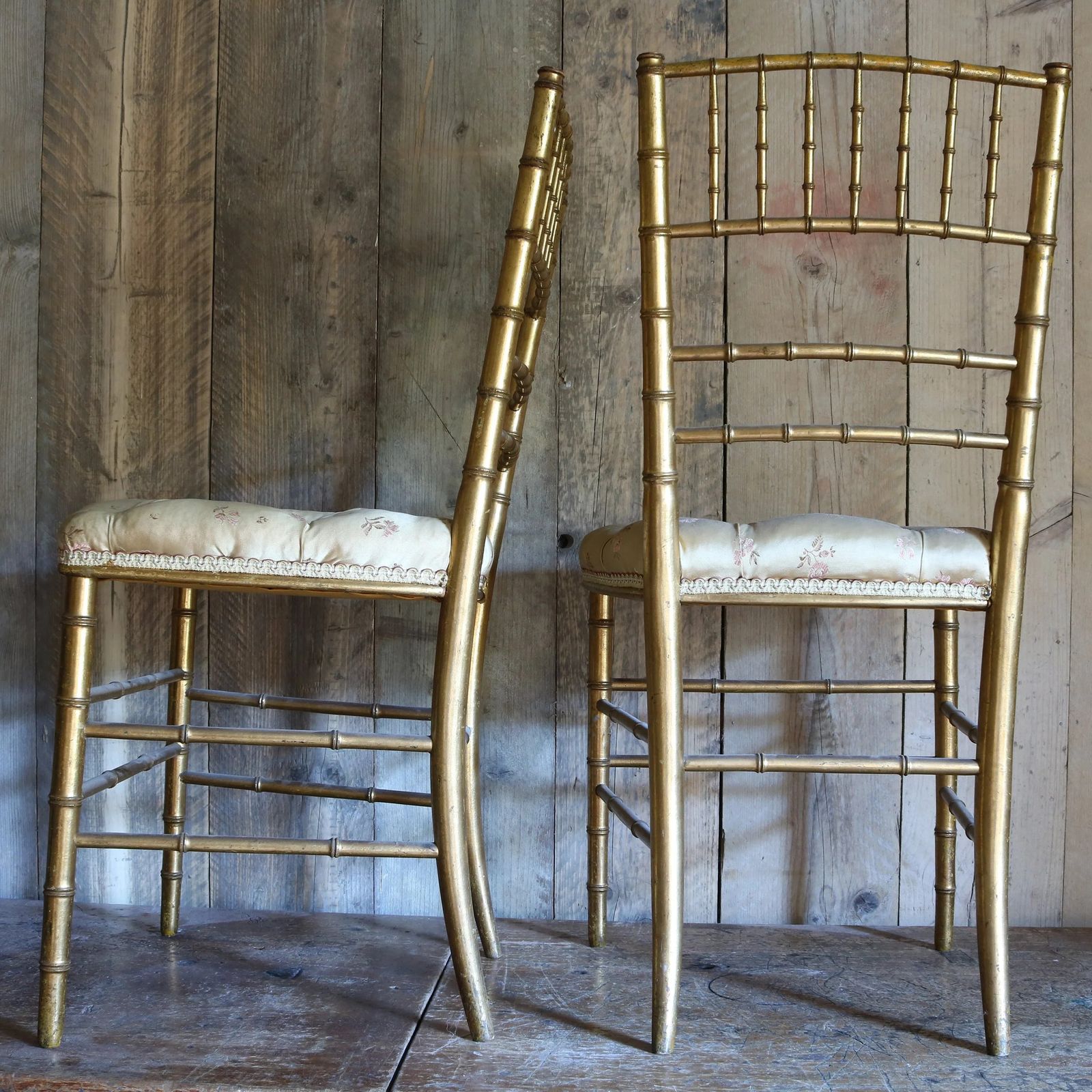 Napoleon III French Faux Bamboo Accent Chairs — Antique Pair photo Furniture