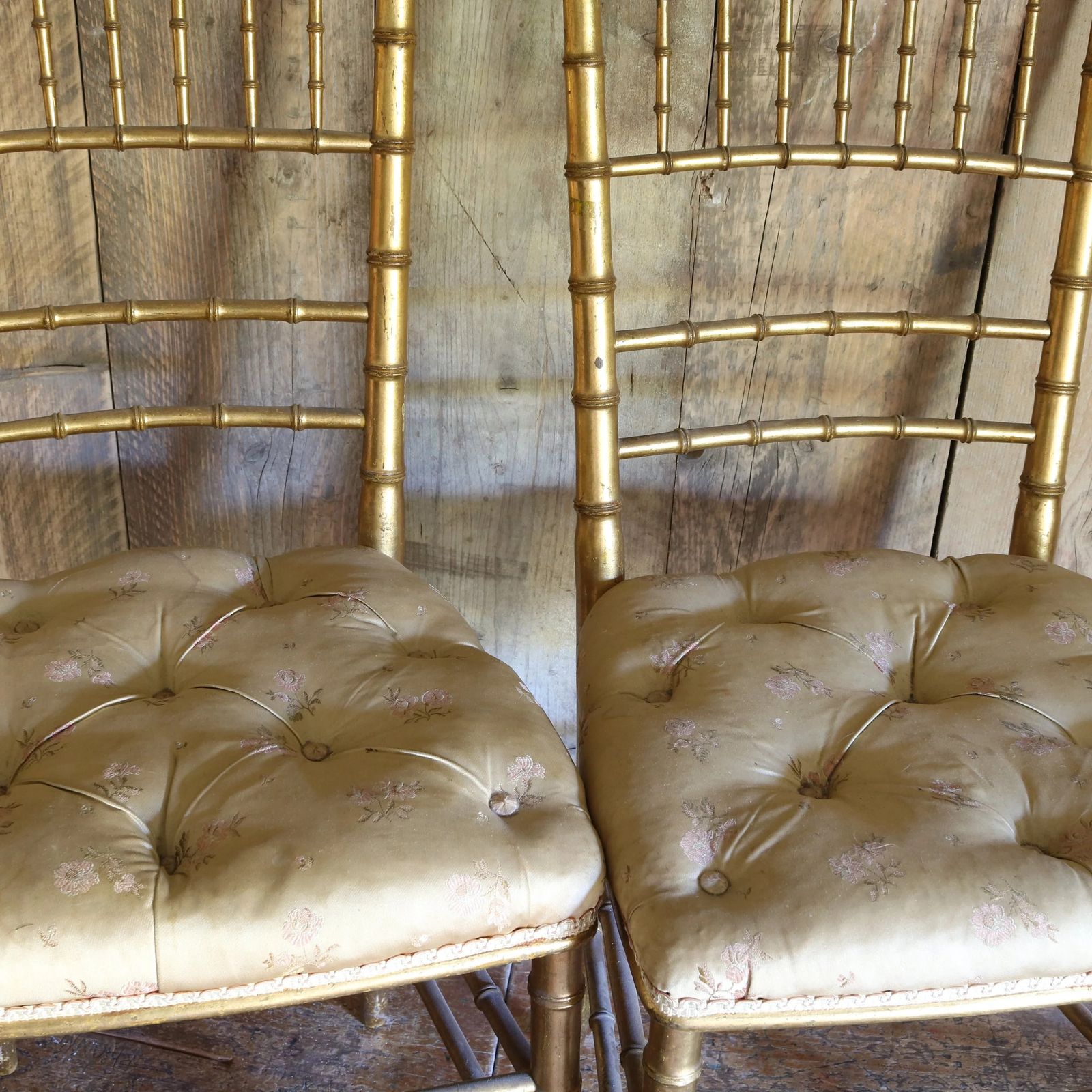 Napoleon III French Faux Bamboo Accent Chairs — Antique Pair photo vintage