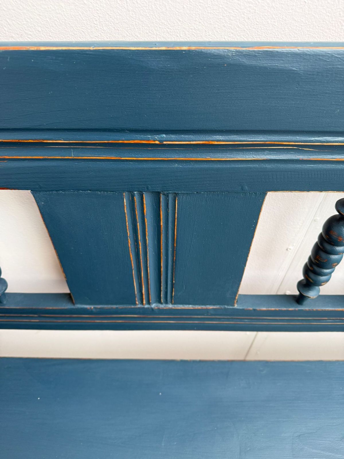 An Amazing Painted Blue Early Victorian Original Hungarian 3 Seater Bench photo for sale