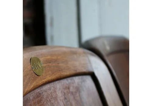 Antique English Beech & Cast Iron Folding Cinema Seats — Brass Numbered Pair, Early 20th Century photo 650.0