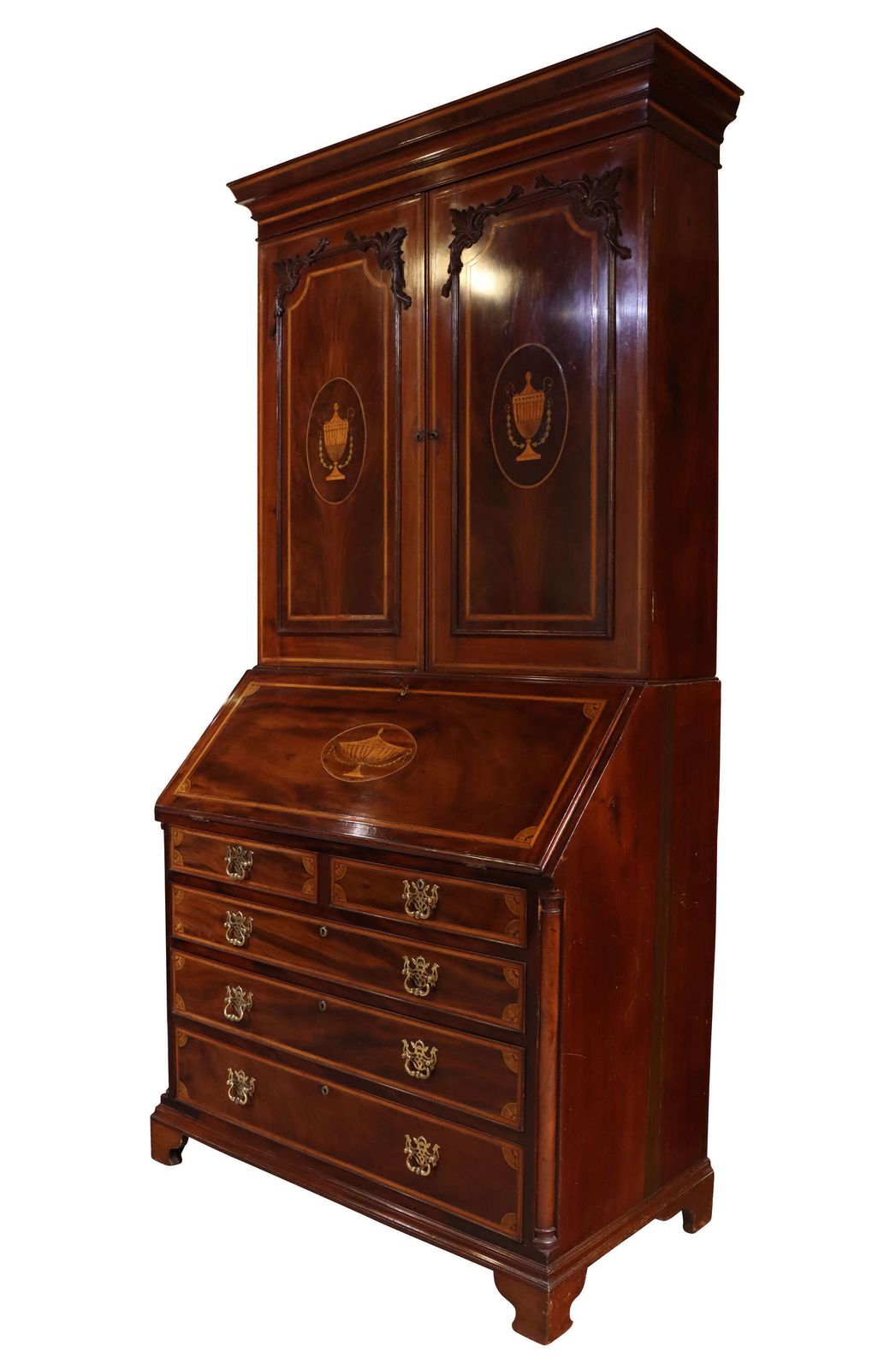 Fine Quality William IV Inlaid Mahogany Bureau Bookcase, Circa 1840 photo furniture