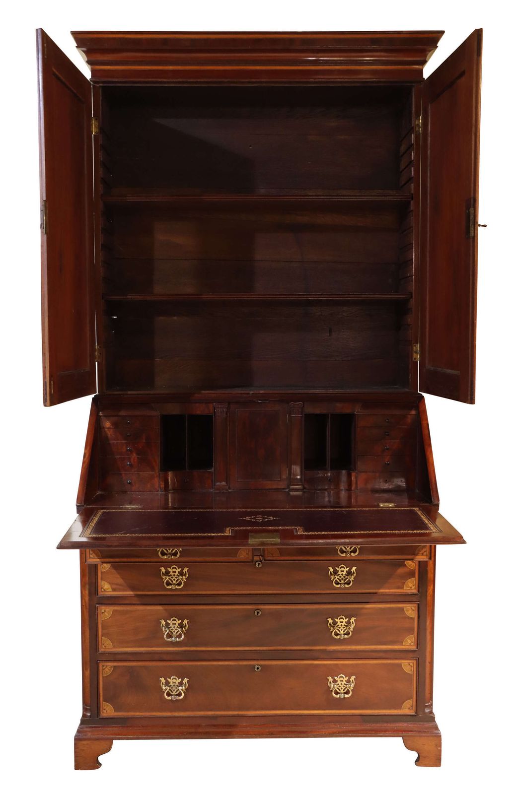 Fine Quality William IV Inlaid Mahogany Bureau Bookcase, Circa 1840 photo for sale