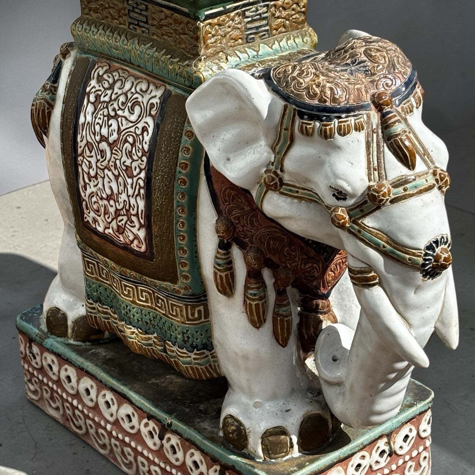 Large Old Chinese Ceramic Elephant Garden Stool. photo for sale