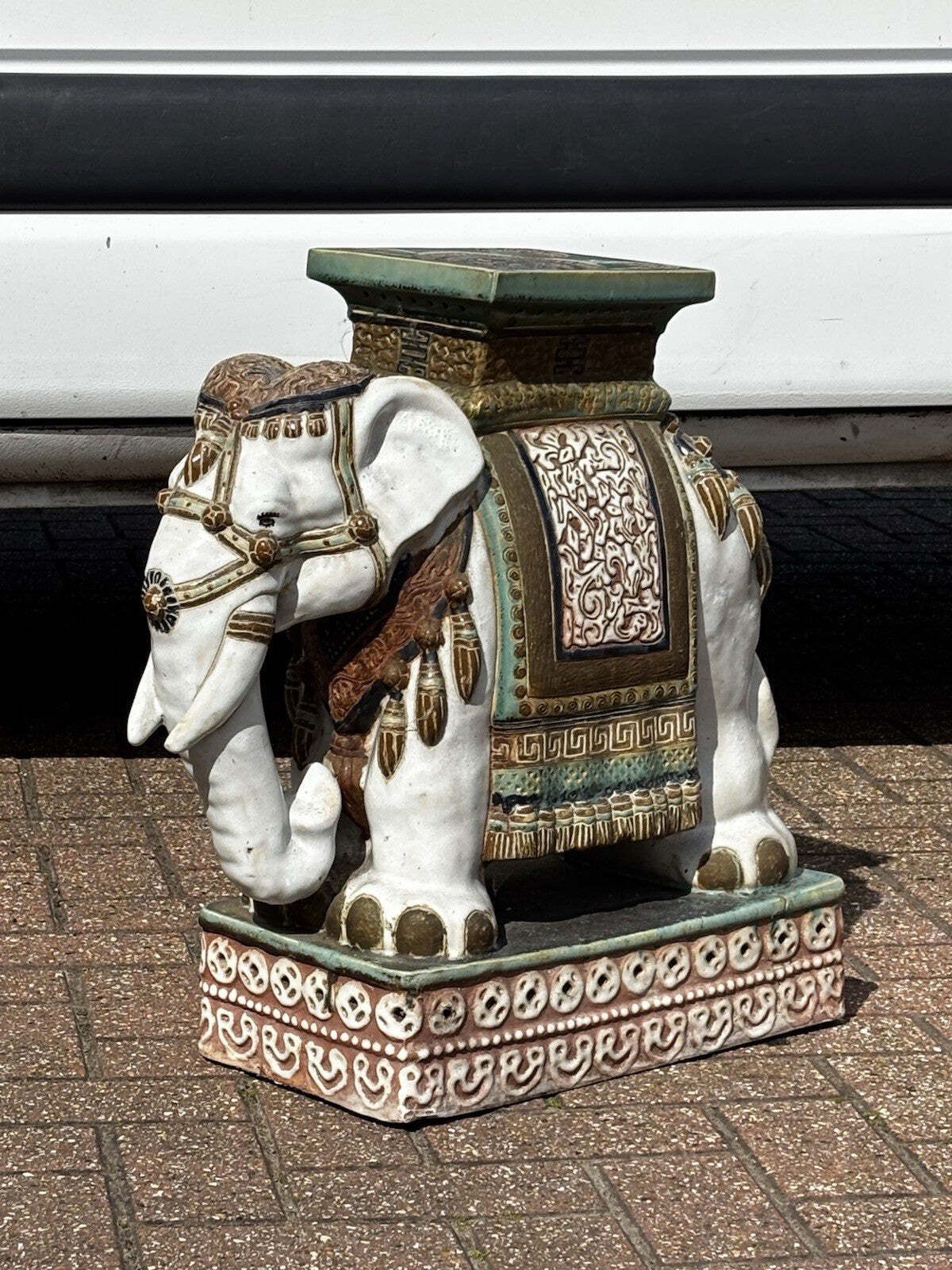 795.0 Large Old Chinese Ceramic Elephant Garden Stool. photo