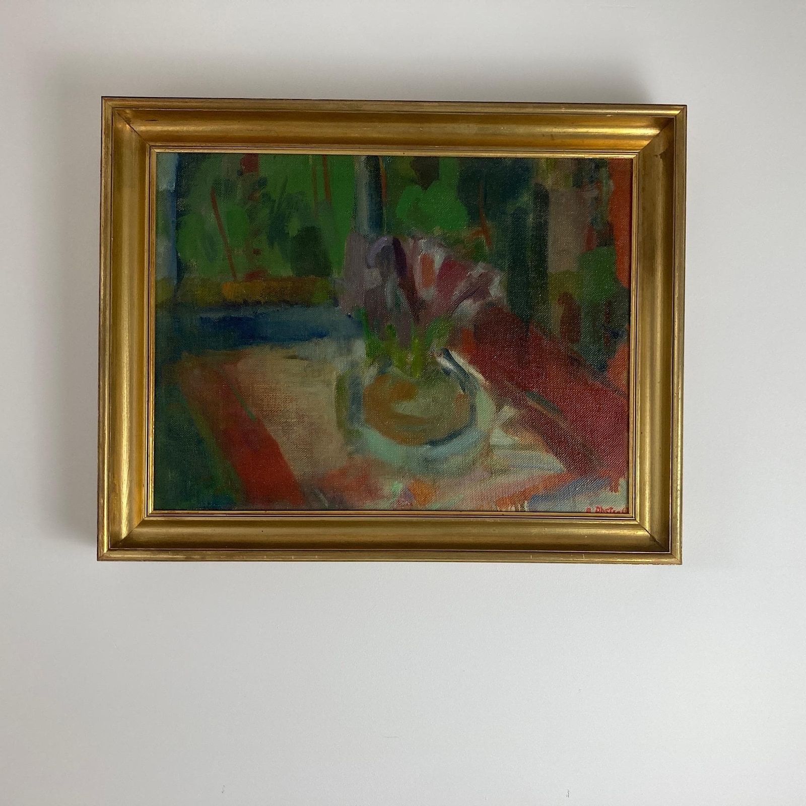 photo furniture Spring Flowers   Vintage Danish Original Oil Floral Still Life Painting