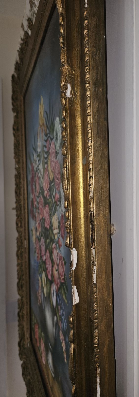 photo furniture Original 20th Century French Oil Painting On Board  Floral Gold Giltwood Frame.