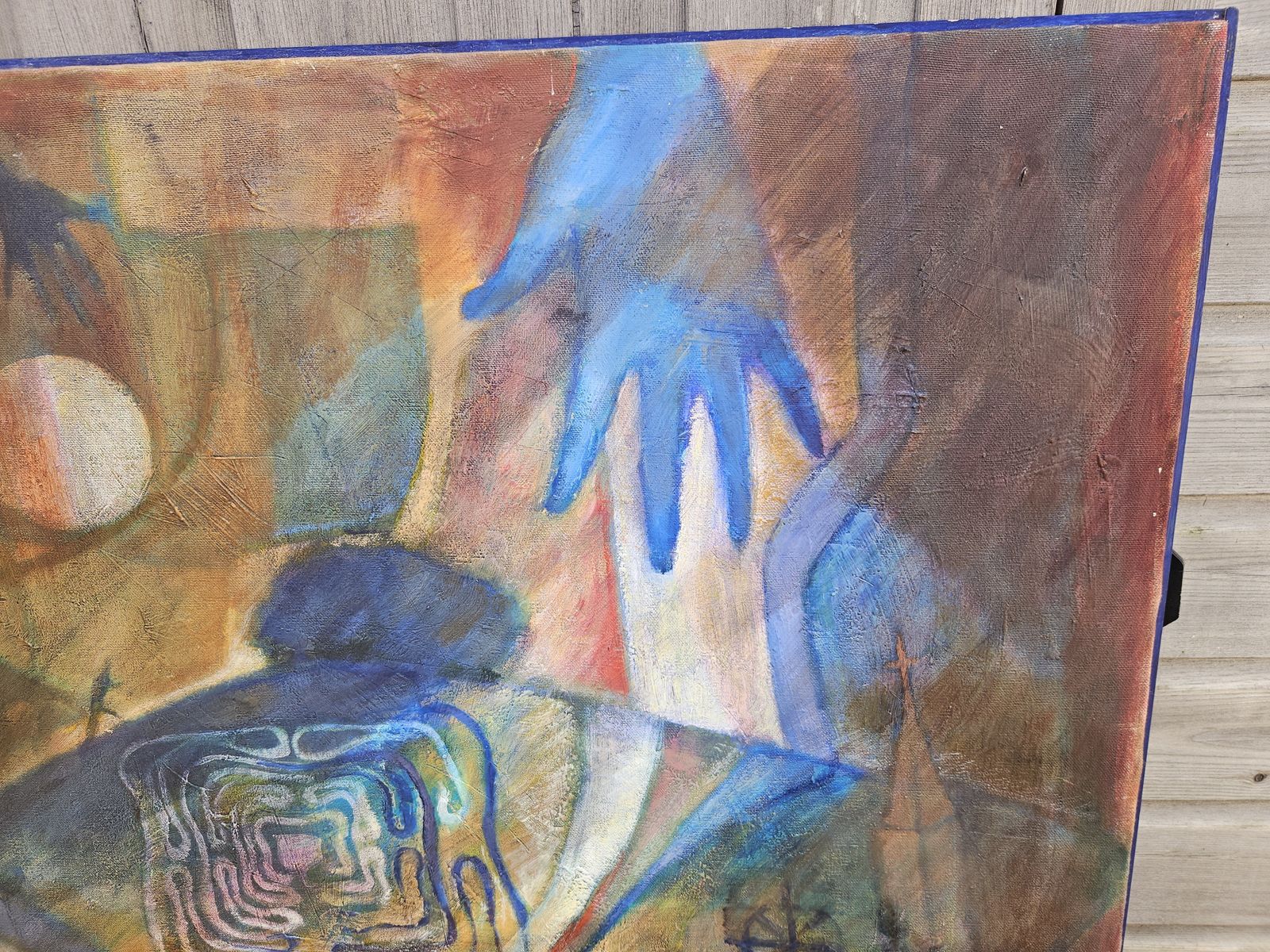 Large Abstract With Geometric Shapes Oil On Canvas Contemporary Signed A.Vyvyan photo 260.0