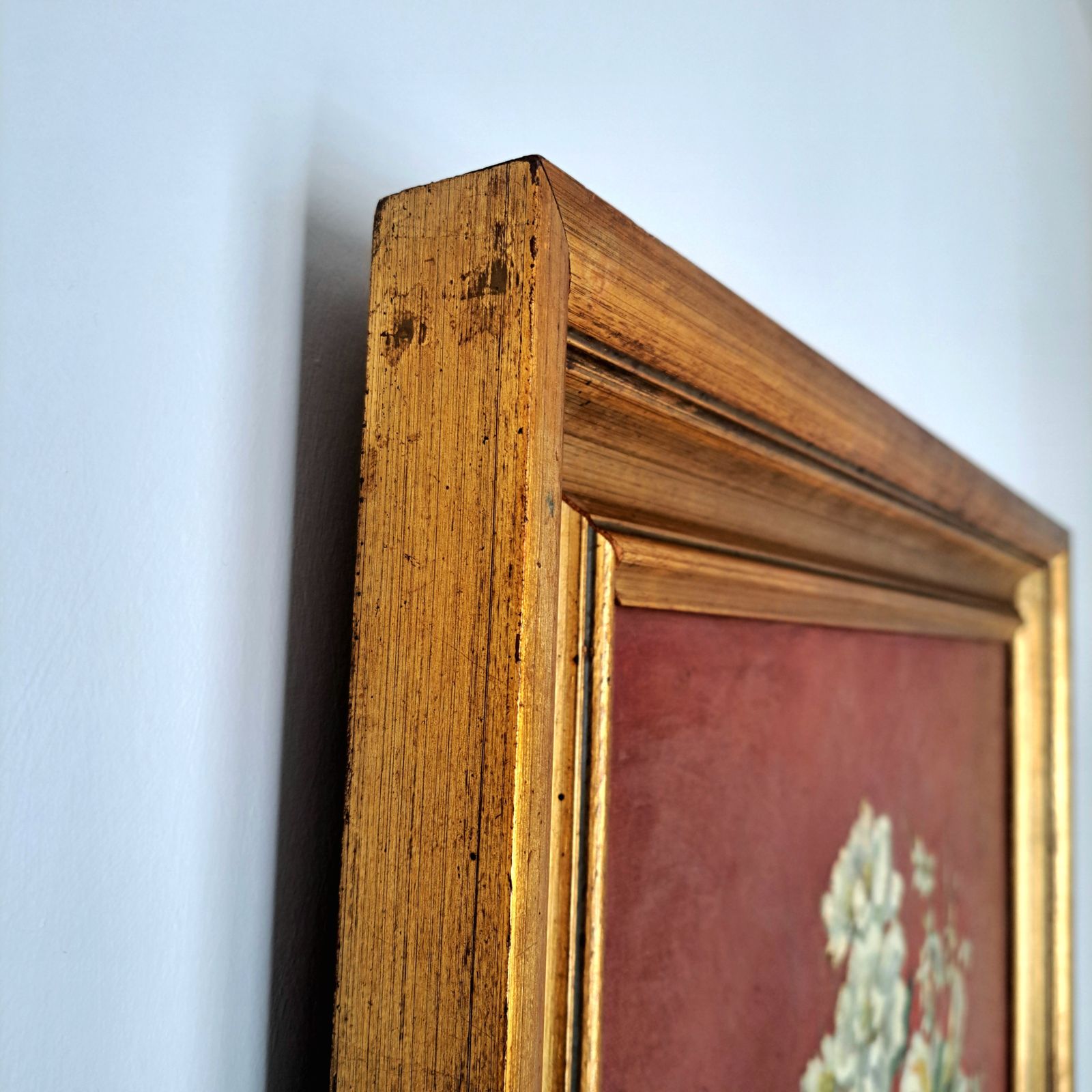 photo furniture Vintage Oil Painting Of Flowers | Signed Josephine Aveline | 20th Century