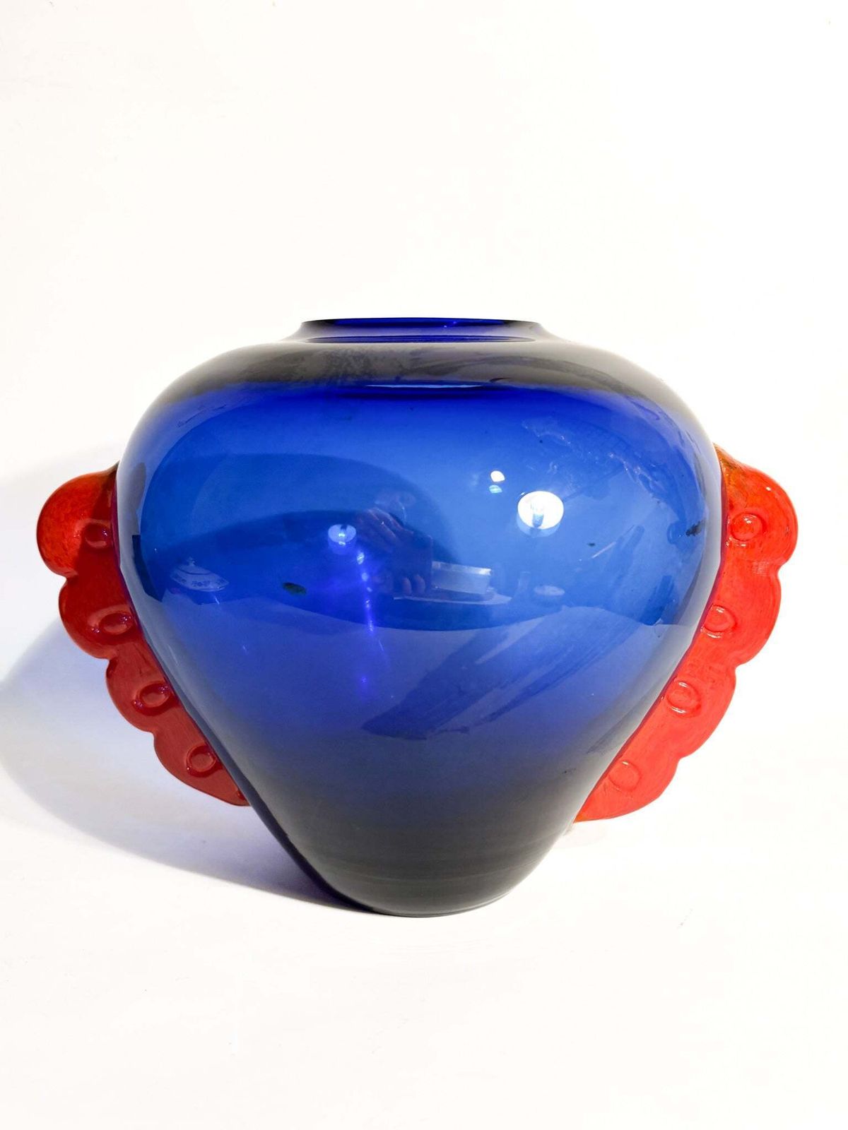Blue And Orange Murano Glass Vase From The 1980s