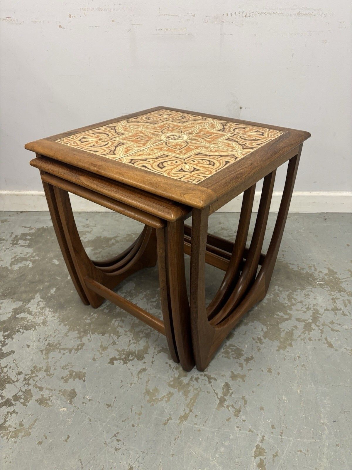 G Plan Mid Century Nest Of Tables Teak Tile Top Side Tables Vintage Retro Set