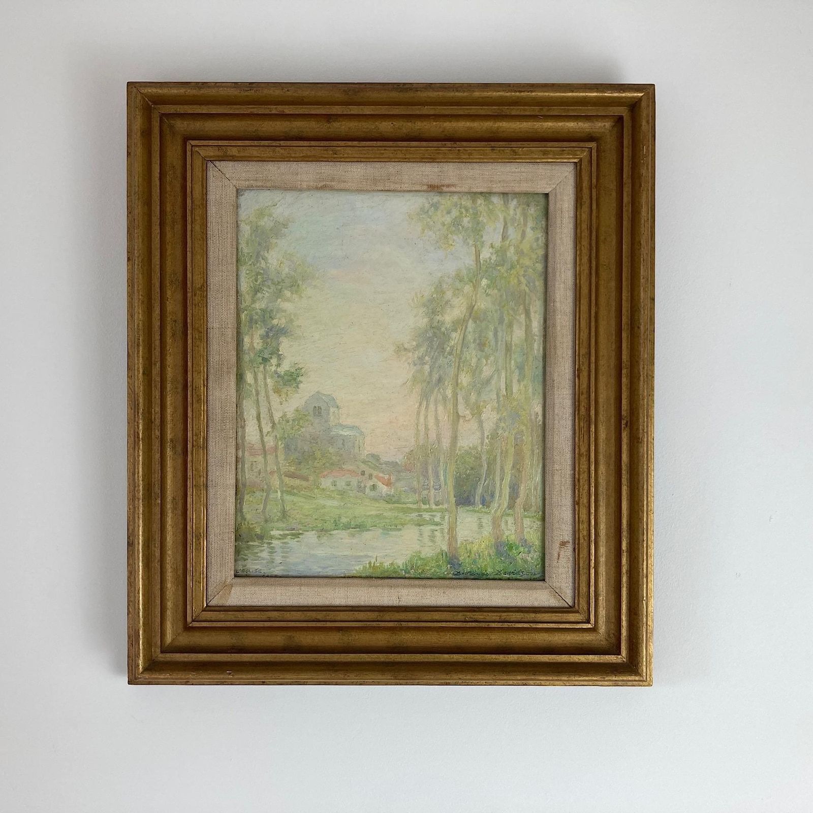 Antique Impressionist Oil Painting Of Grez France – Daniel Pender Davidson (1855 1933) photo furniture