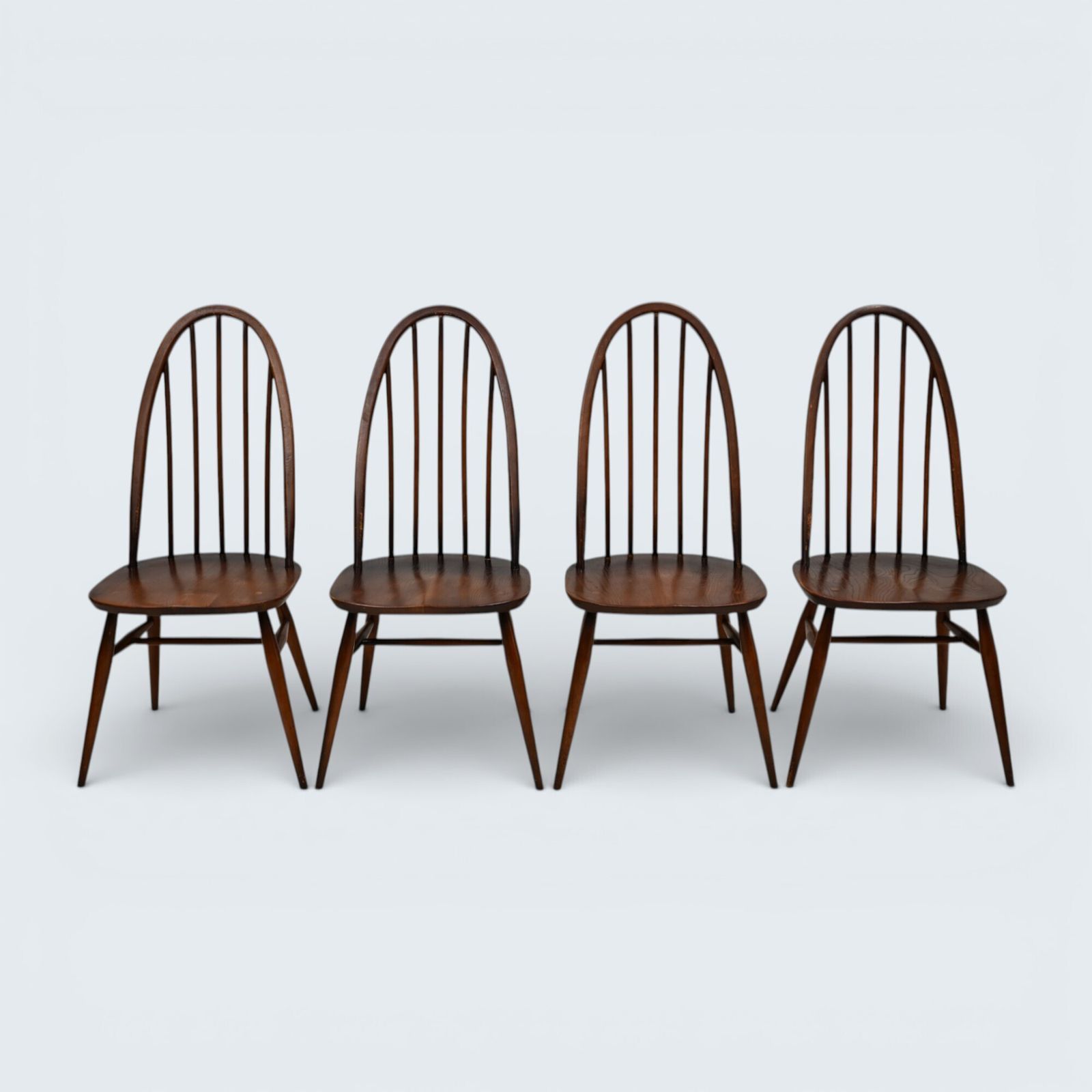 4 Ercol Dining Chairs Windsor Quaker Bow Back Vintage C1970s Free Uk Delivery