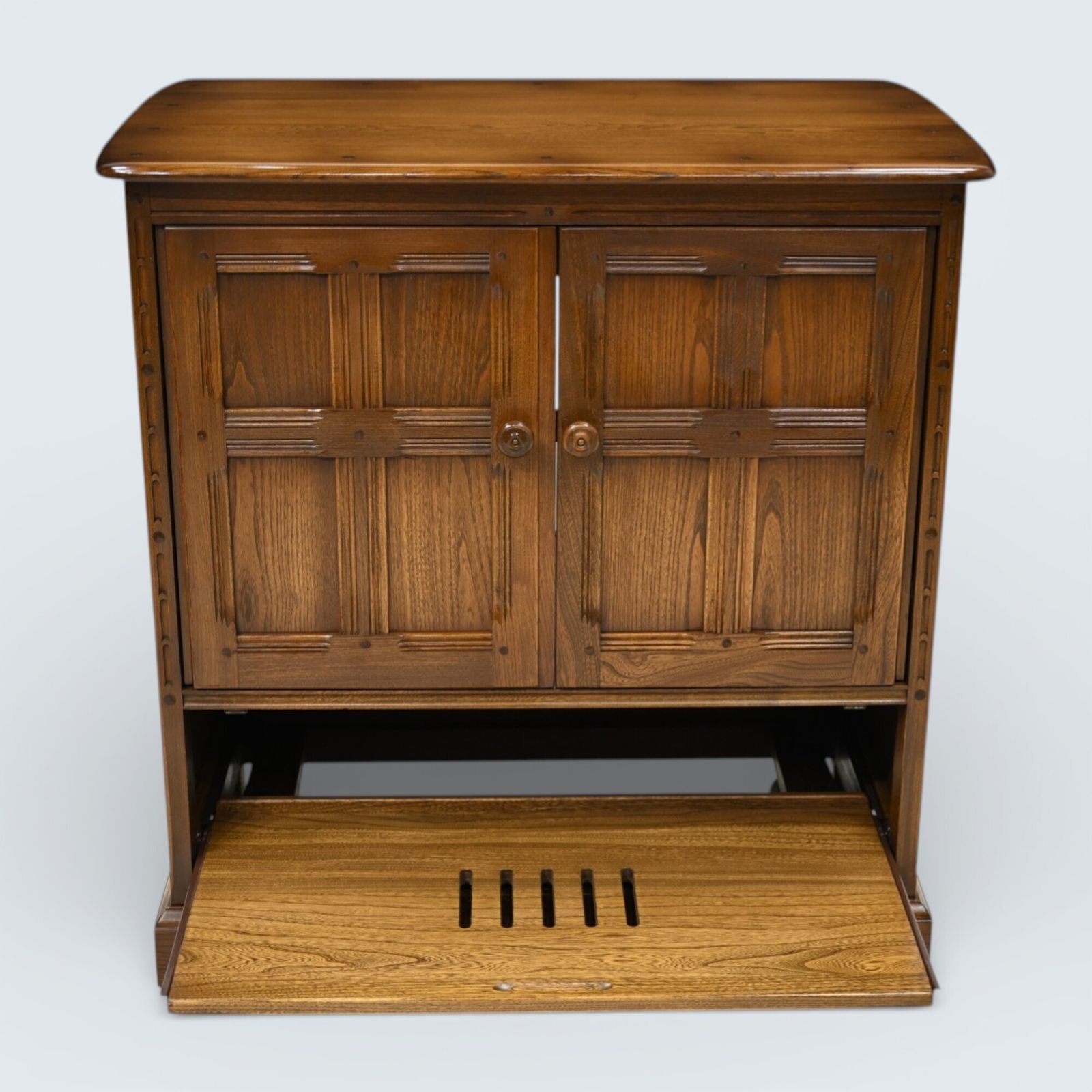 photo for sale Ercol Mural Tv Video Cabinet Golden Dawn Corner Flap Model 839 Free Uk Delivery