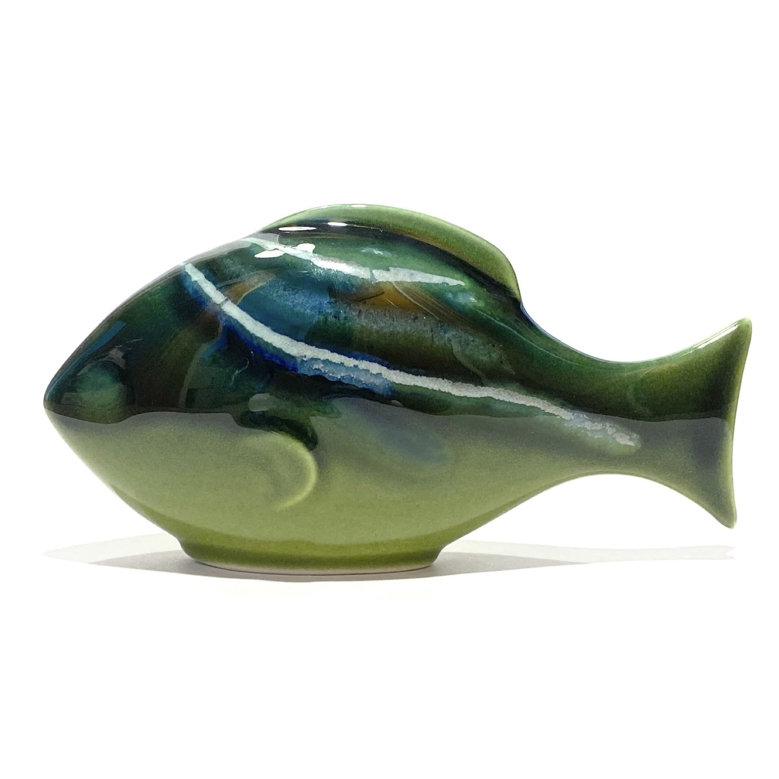 Poole Pottery Fish Ornament In Maya Glaze, English Pottery Sculpture