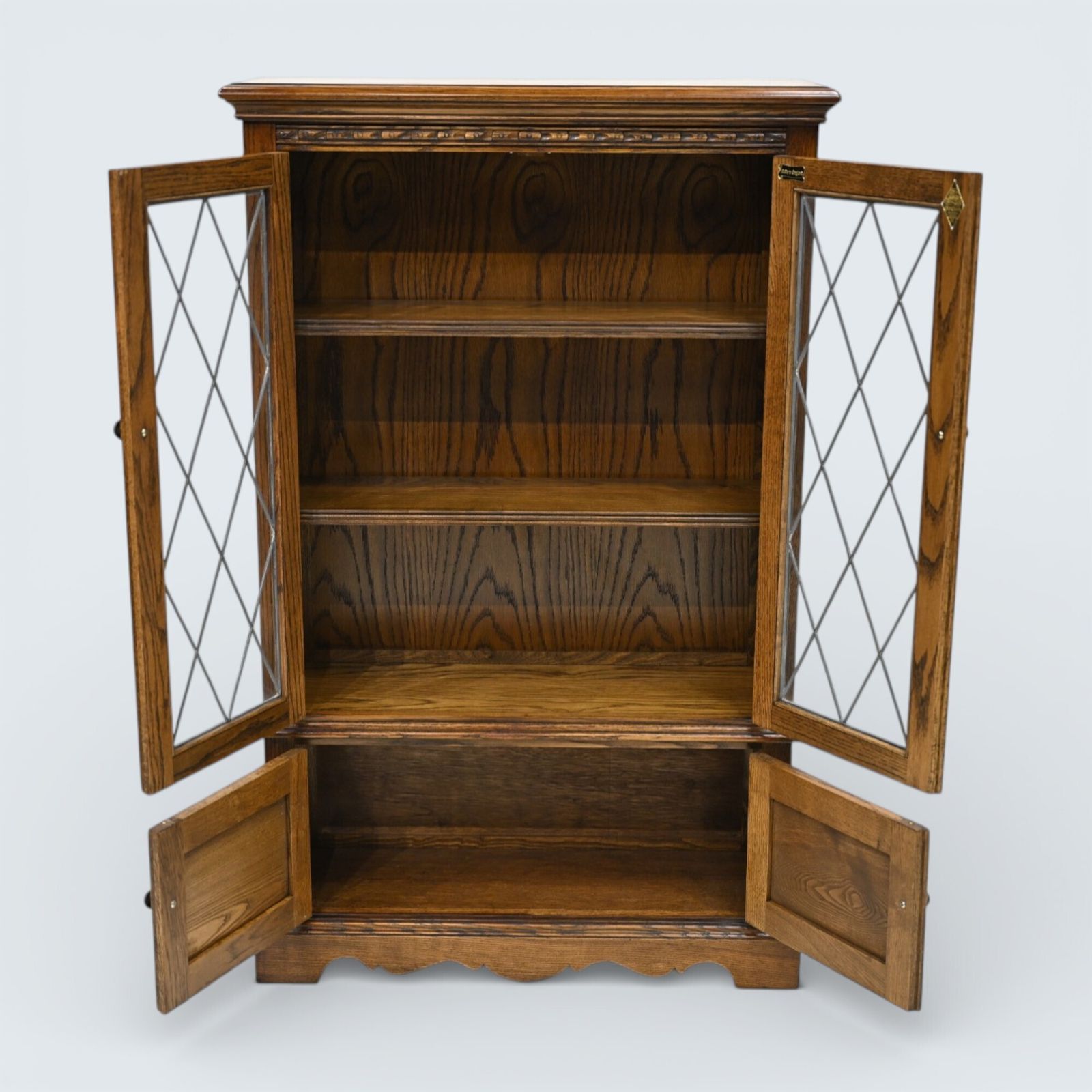 photo for sale Old Charm Vintage Display Cabinet 2 Shelves Light Oak Free Uk Delivery