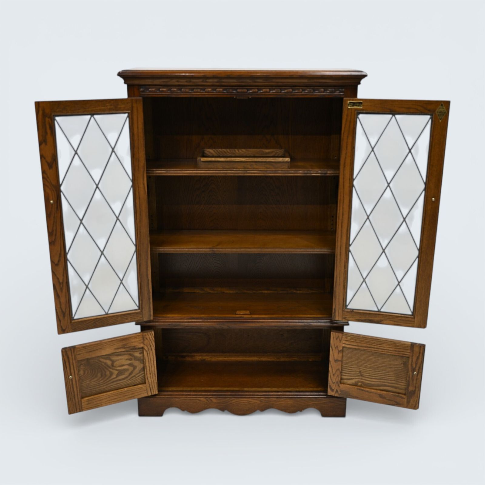 photo buy Old Charm Vintage Display Cabinet 2 Shelves Carvings Free Uk Delivery
