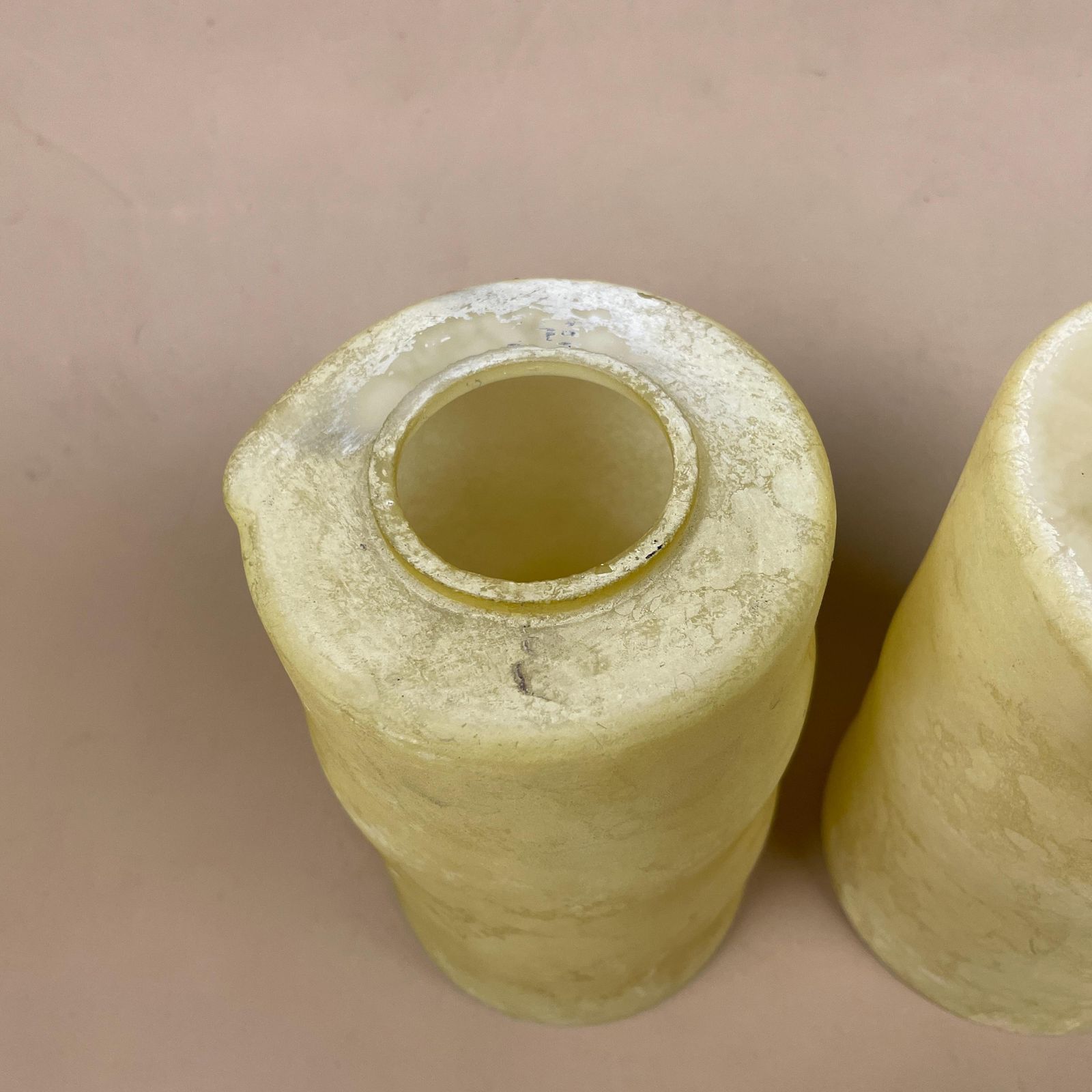 Pair Glass French Lamp Shade Cylinder Pendant, Marbled Pattern Art Deco Lightcream photo 119.0