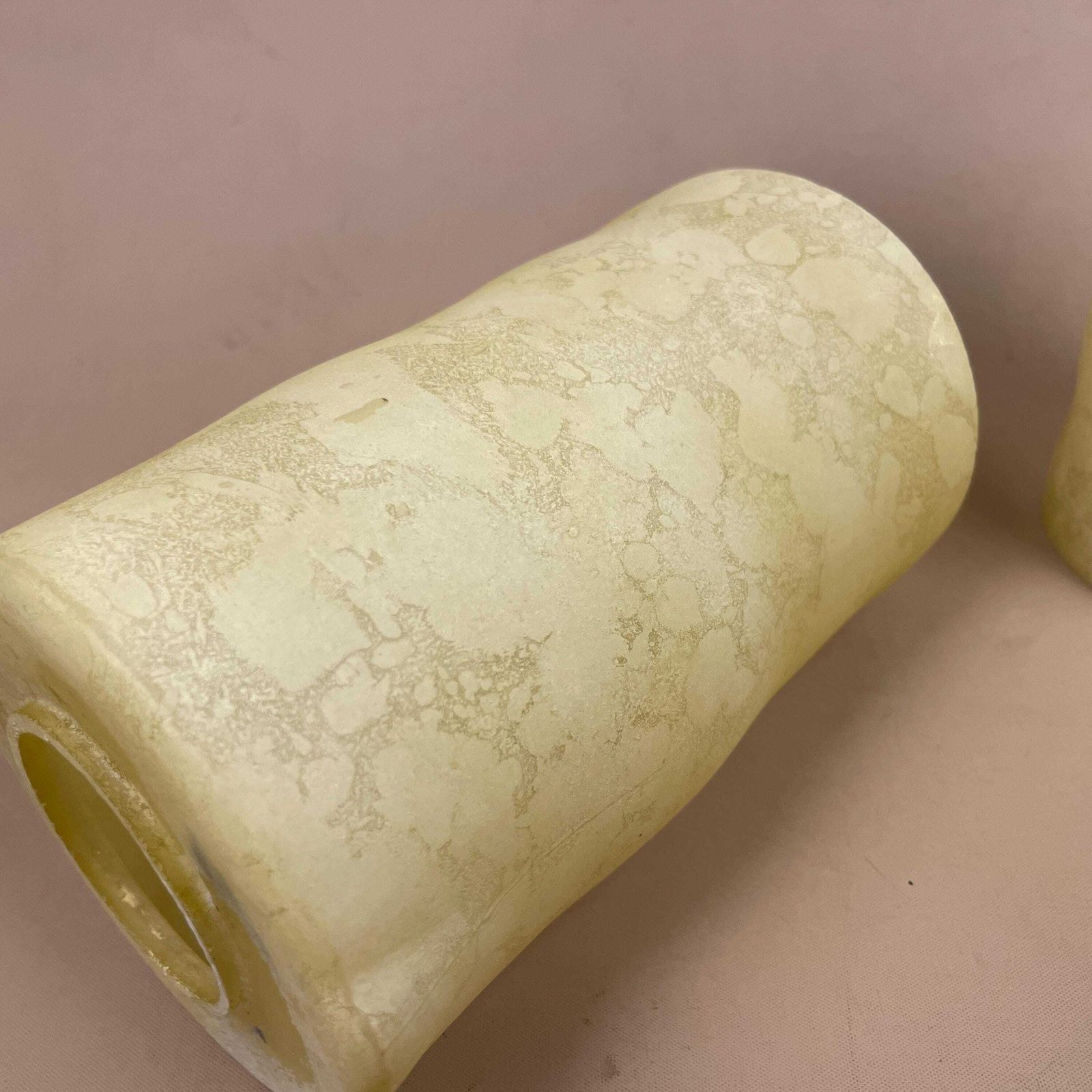 Pair Of Glass French Lamp Shade Cylinder Pendant Lampshade Tiffany Lightshade Light Cream Pendant Art Deco Marbled Pattern Patterned 2 photo vintage