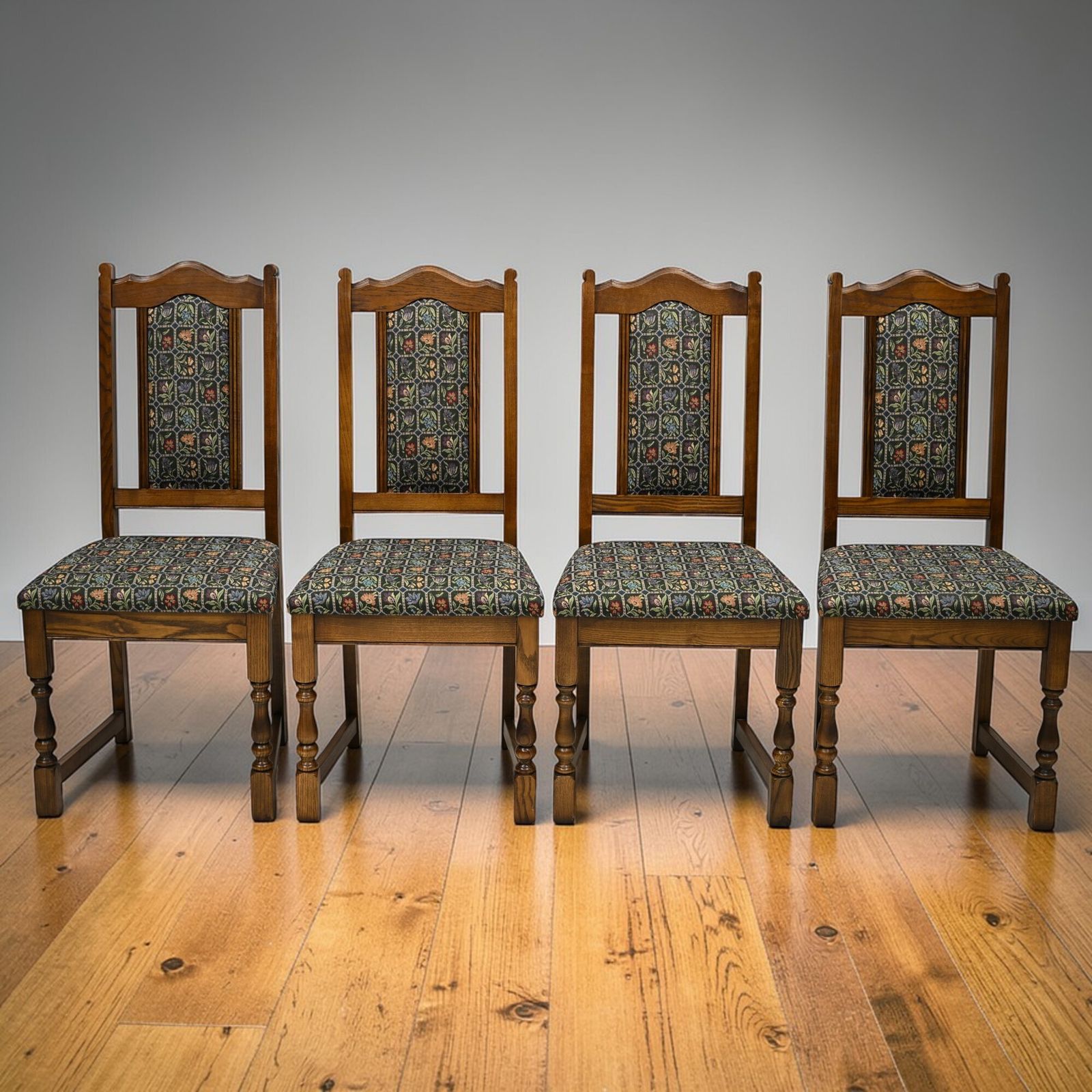 4 Old Charm Dining Chairs Widford Green Light Oak Upholstery Free Uk Delivery*
