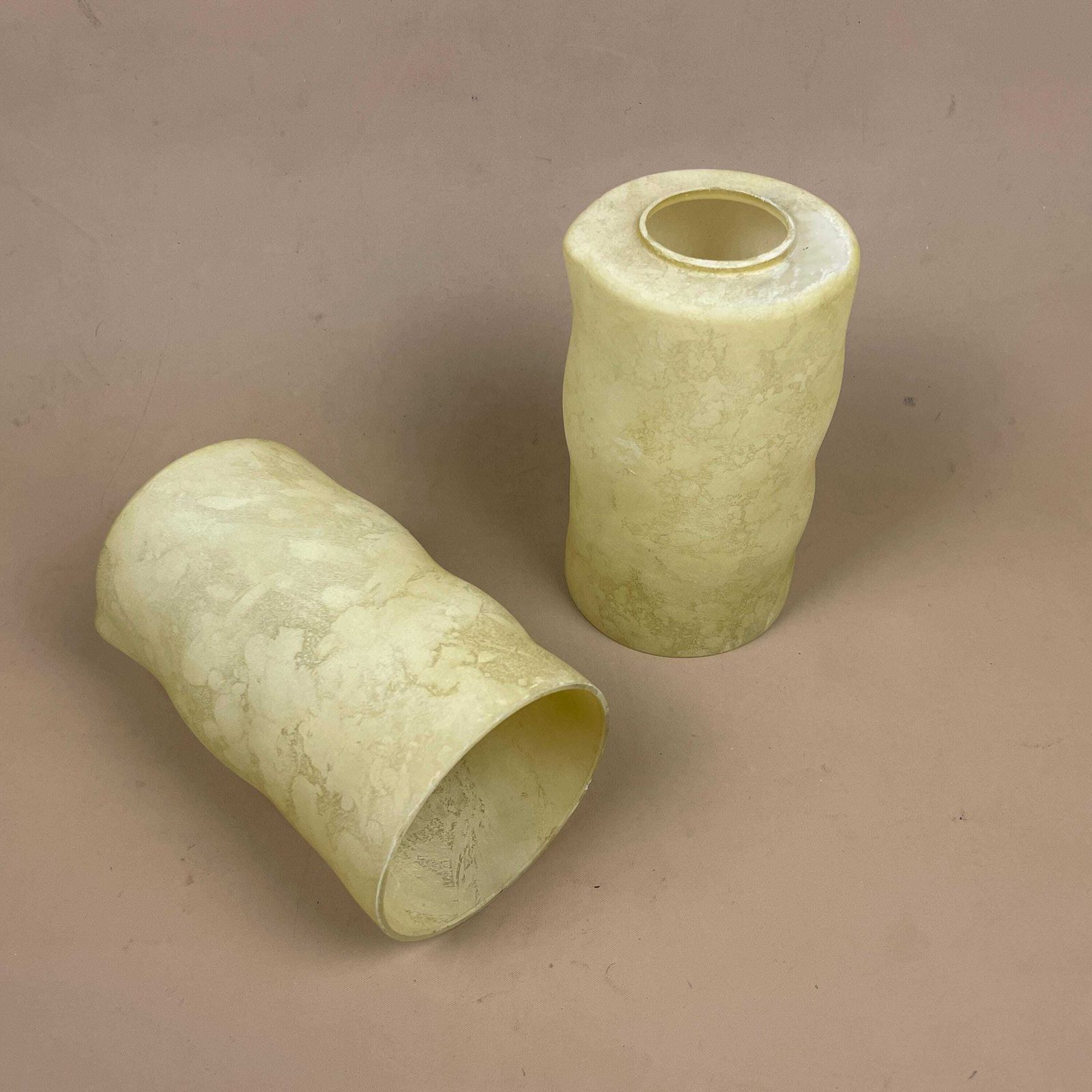 Pair Of Glass French Lamp Shade Cylinder Pendant Lampshade Tiffany Lightshade Light Cream Pendant Art Deco Marbled Pattern Patterned 2 photo buy
