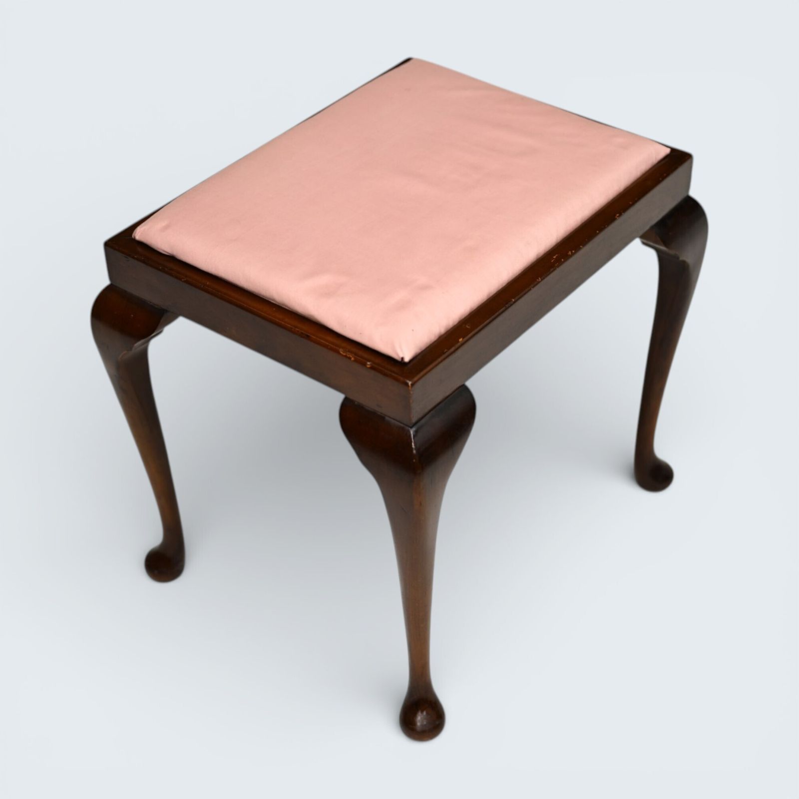 Vintage Dressing Stool Queen Anne Style Mahogany Pink Free Uk Delivery photo vintage