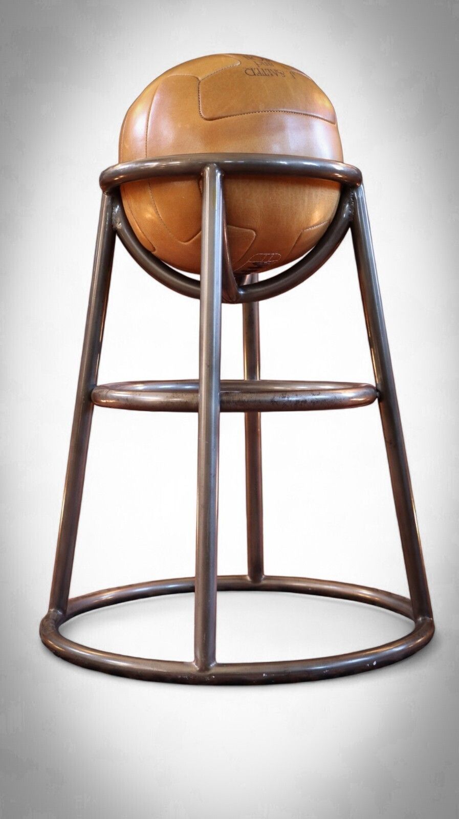 Rare Timothy Oulton Barball Stool Summer Of Sports Range Leather Football Seat photo furniture