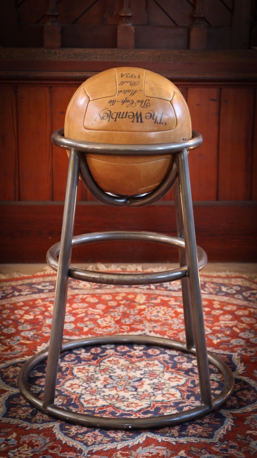 Rare Timothy Oulton Barball Stool Summer Of Sports Range Leather Football Seat photo vintage