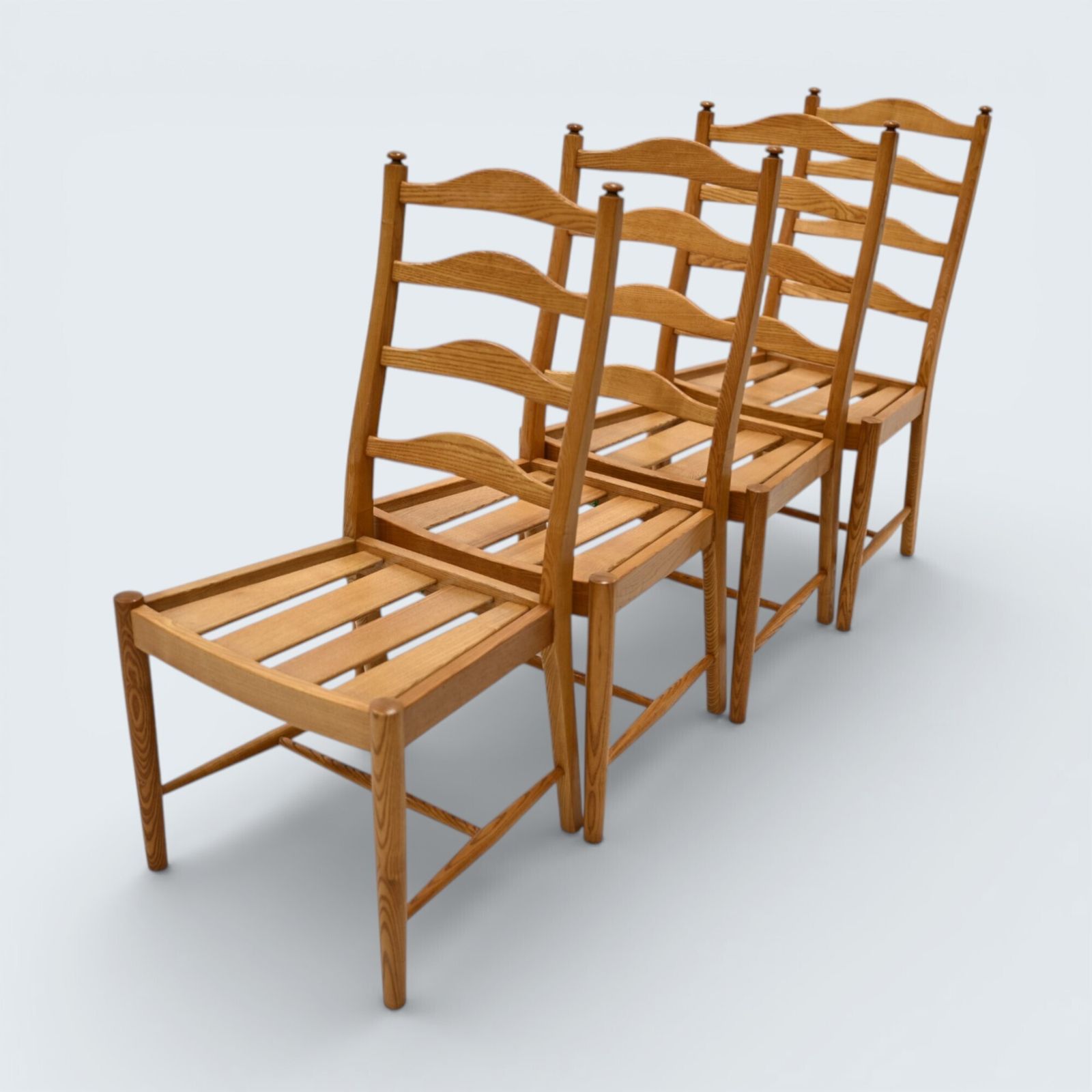 Ercol Set Of 4 Dining Chairs Light Finish Ladderback 1970s Free Uk Delivery* photo furniture